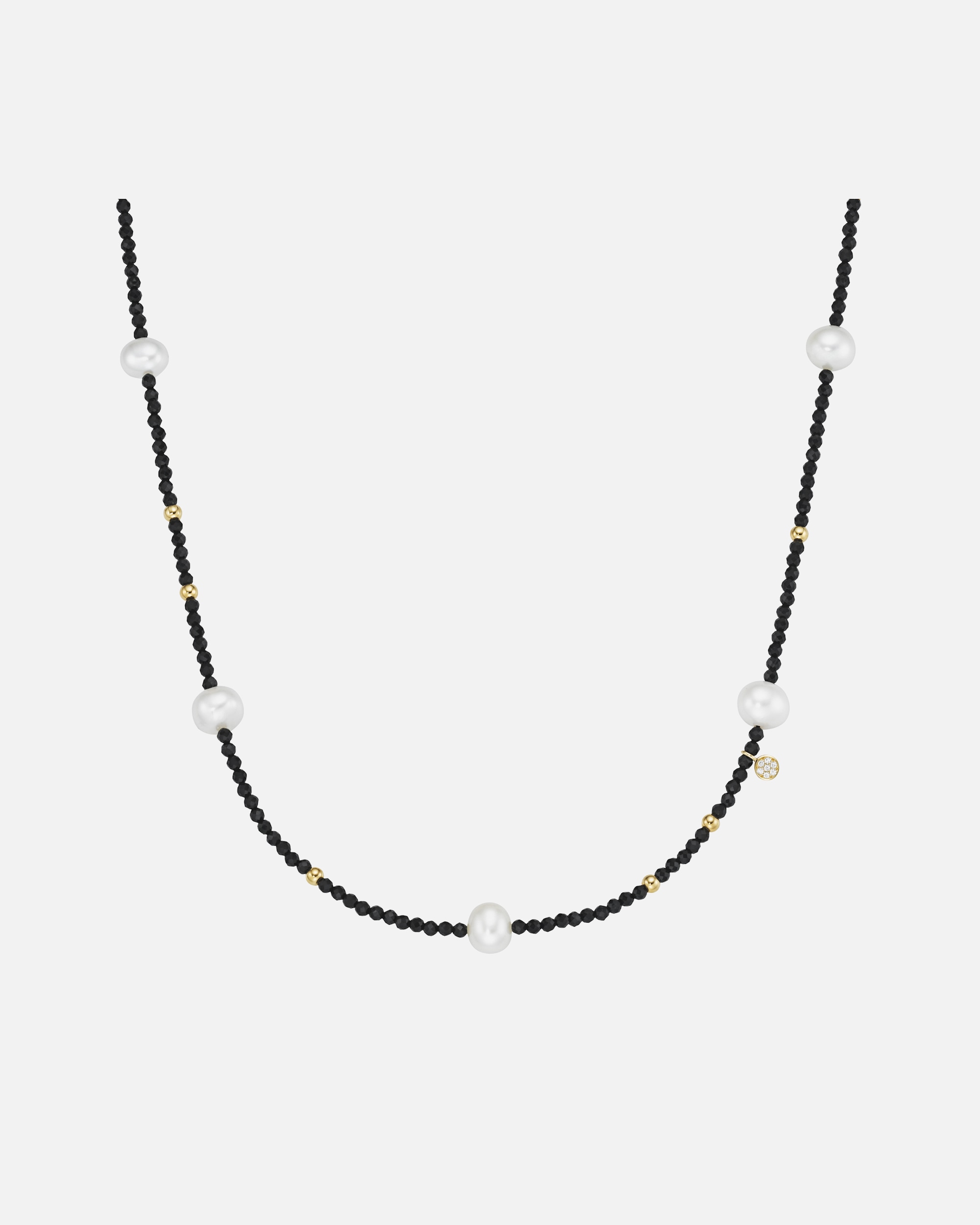 Halskette für Unisex Collier mit Süßwasser-Perlen und Ziersteinen, Silber 925 Gold