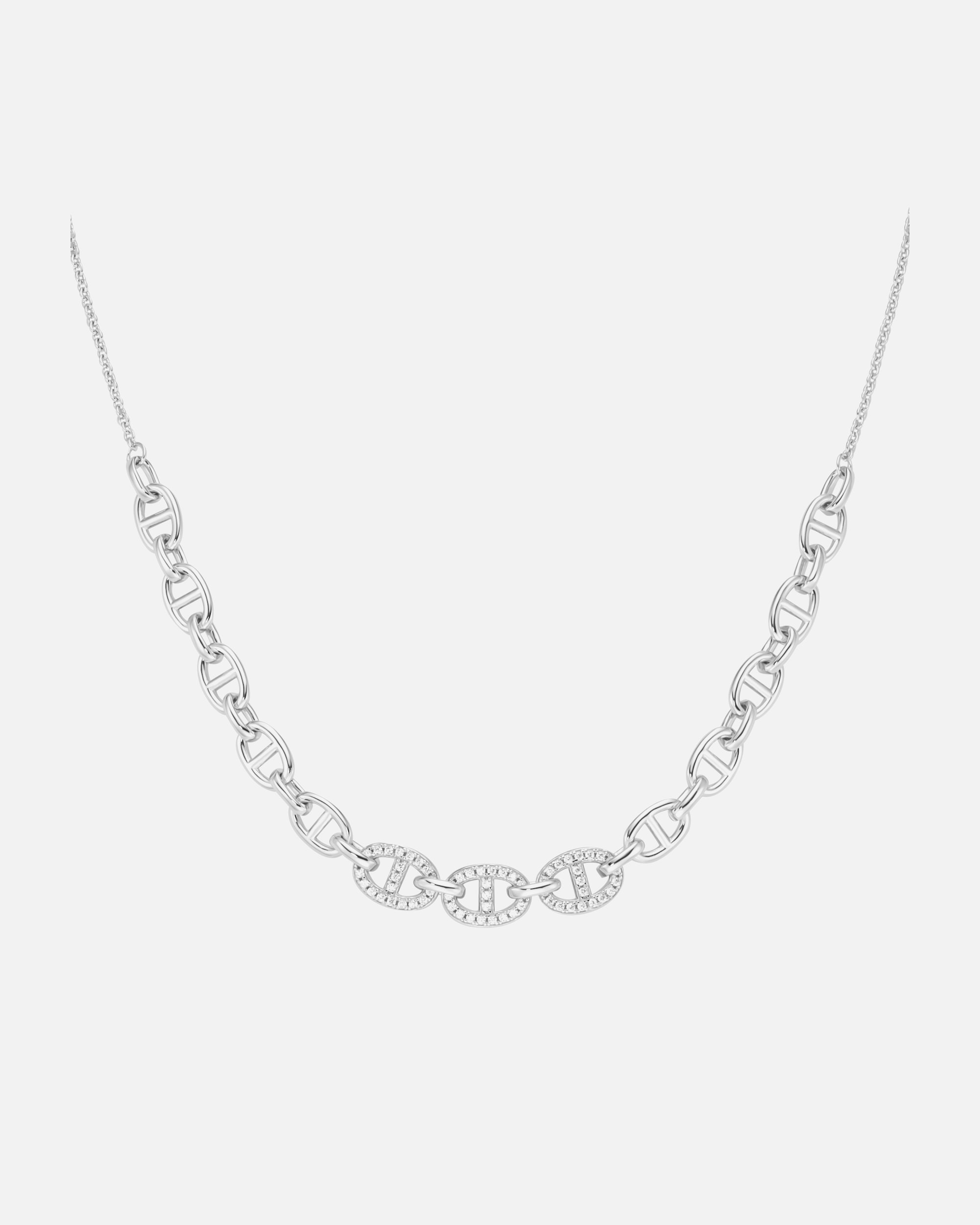 Halskette für Weiblich Giorgio Martello Milano Collier Mittelteil Gliederkette, mit Zirkonia, Silber 925 Silber