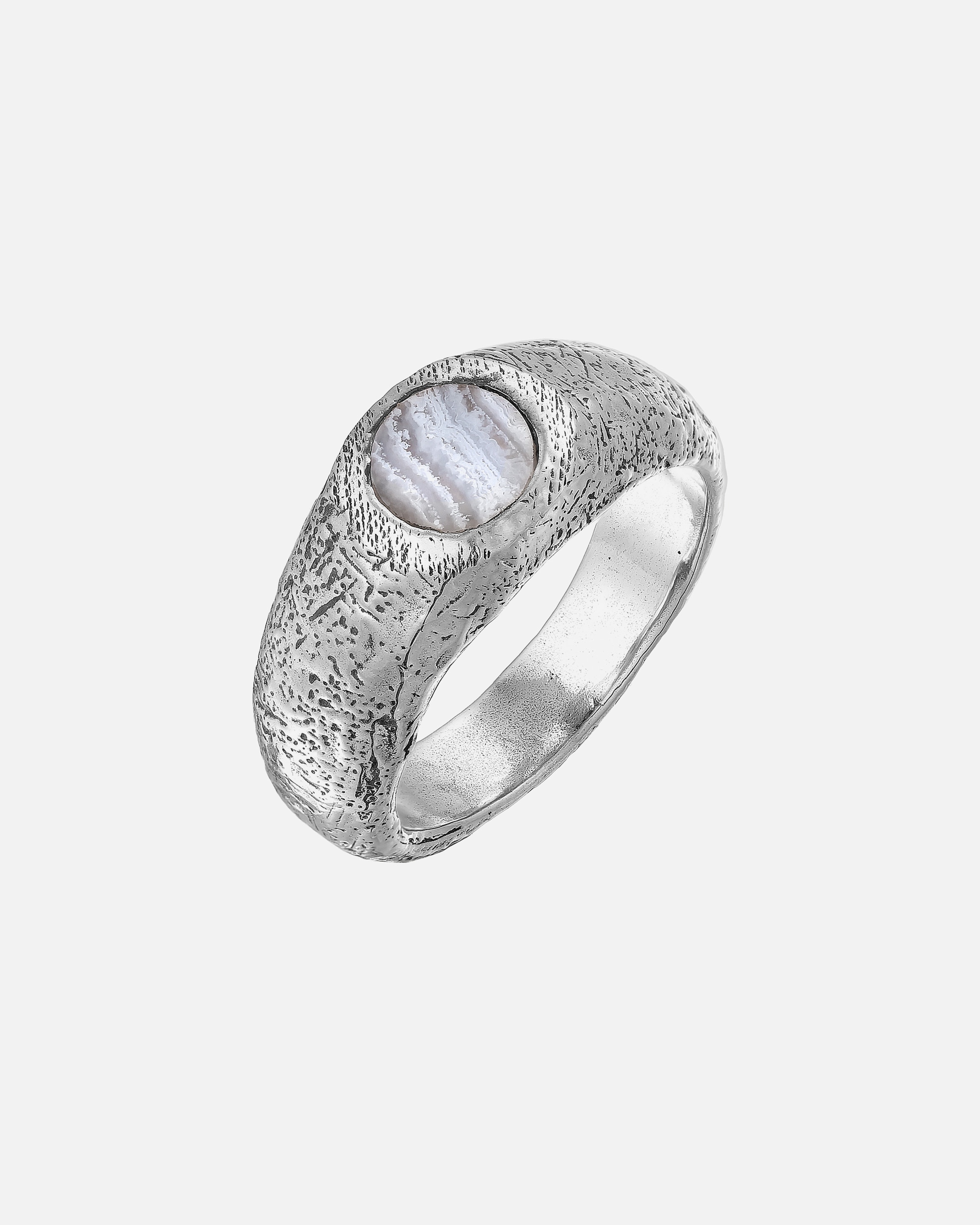 Ring für Männlich Haze & Glory Default Brand Line Siegelring Achat Hellblau 925 Sterling Silber 62