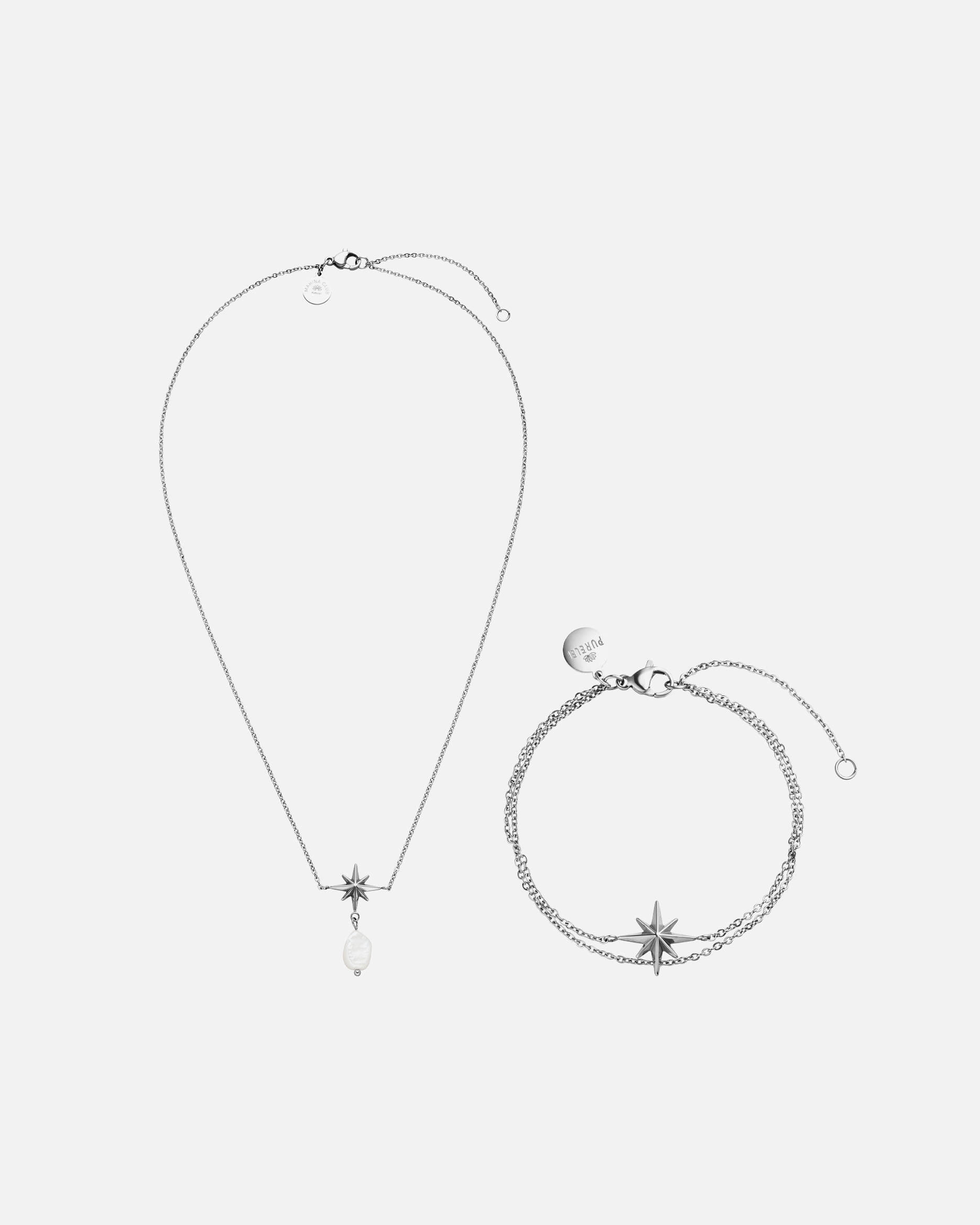 Schmuckset für Unisex Purelei Windrose Schmuckset 100% Edelstahl Silber