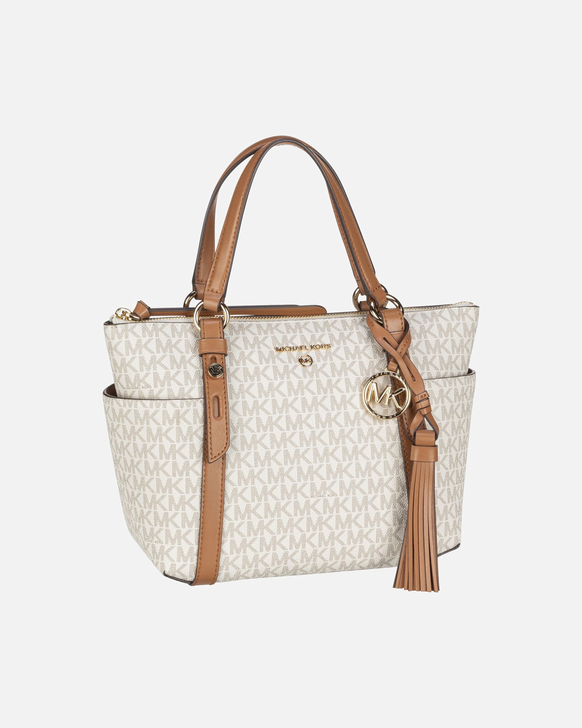 Handtasche für Weiblich Michael Kors Sullivan Handtasche Beige, Braun, Weiß