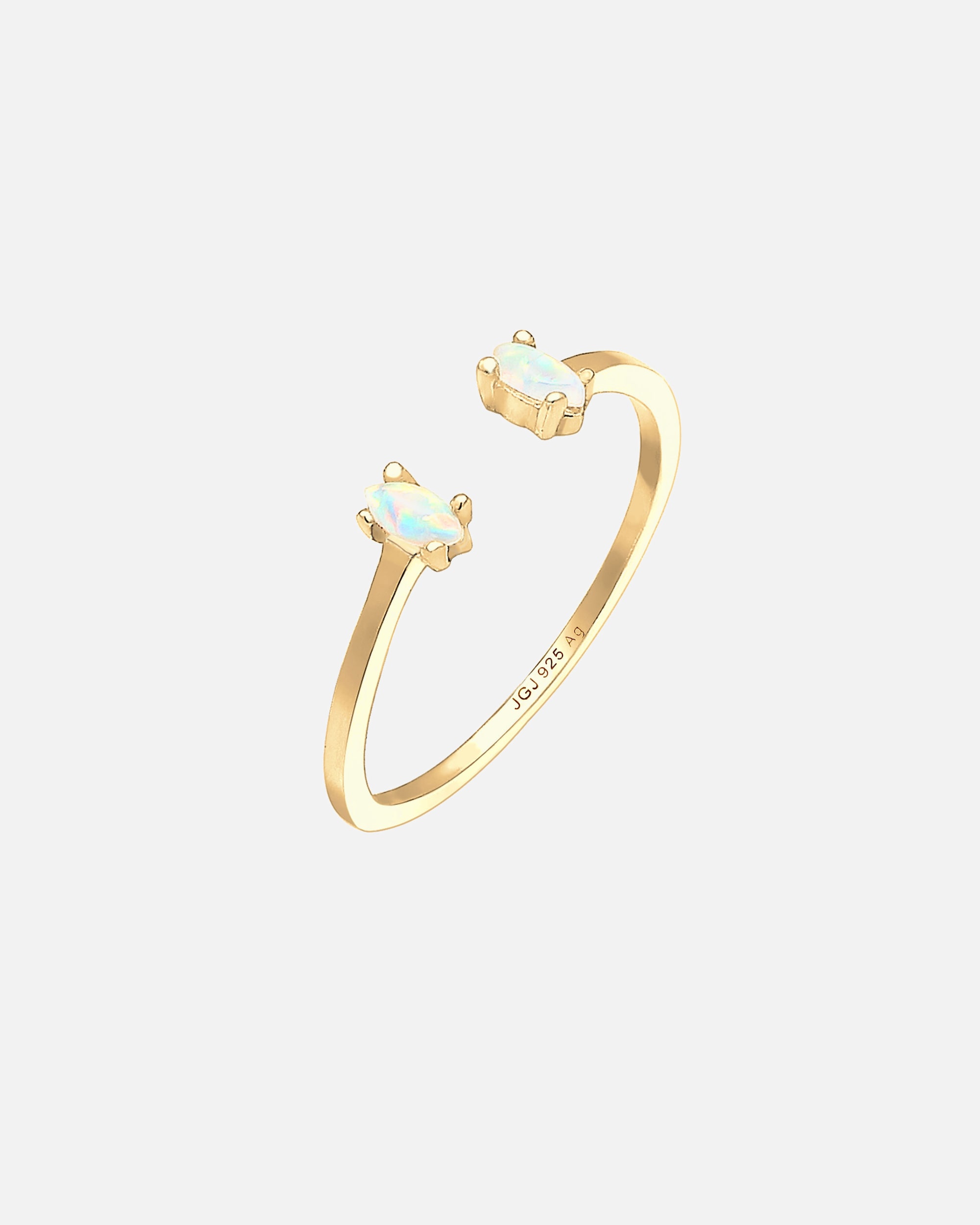 Ring für Weiblich Elli Oval Geo Opal Offen Verstellbar 925 Silber Beau Gold