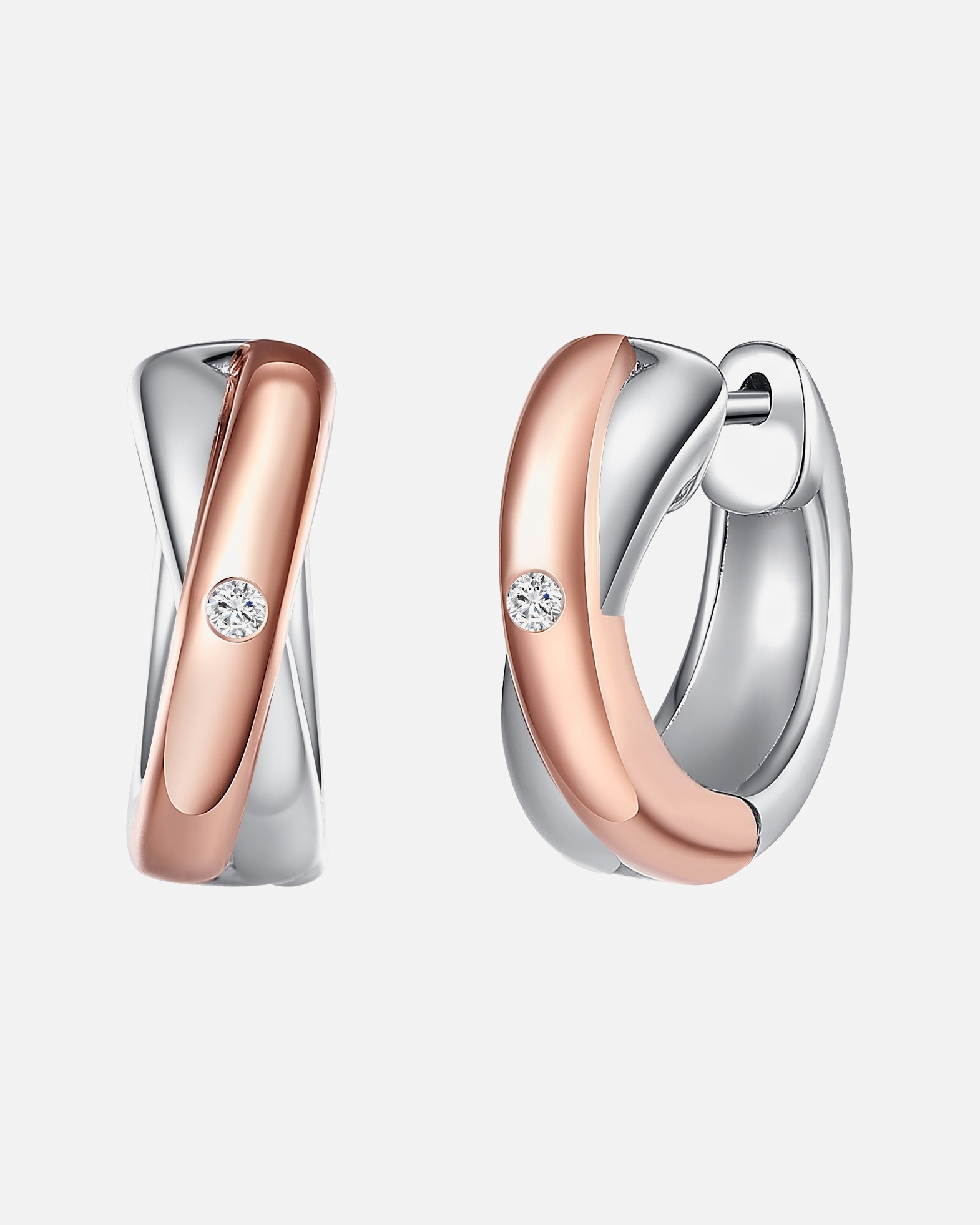 Creolen für Weiblich Rafaela Donata Diamant-Creolen Sterling Silber Diamant in Silber/Roségold 1 Stück