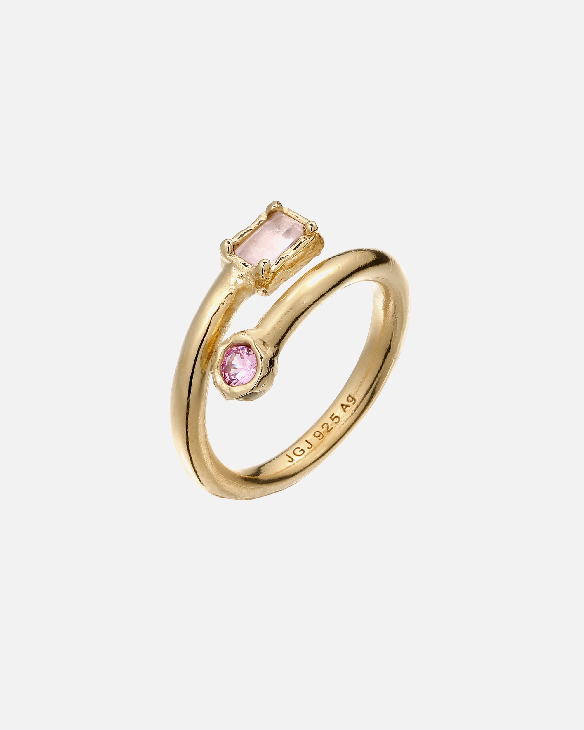 Ring für Weiblich Haze & Glory Default Brand Line Quarz Synthetischer Saphir Pink 925 Sterling Silber vergoldet 52