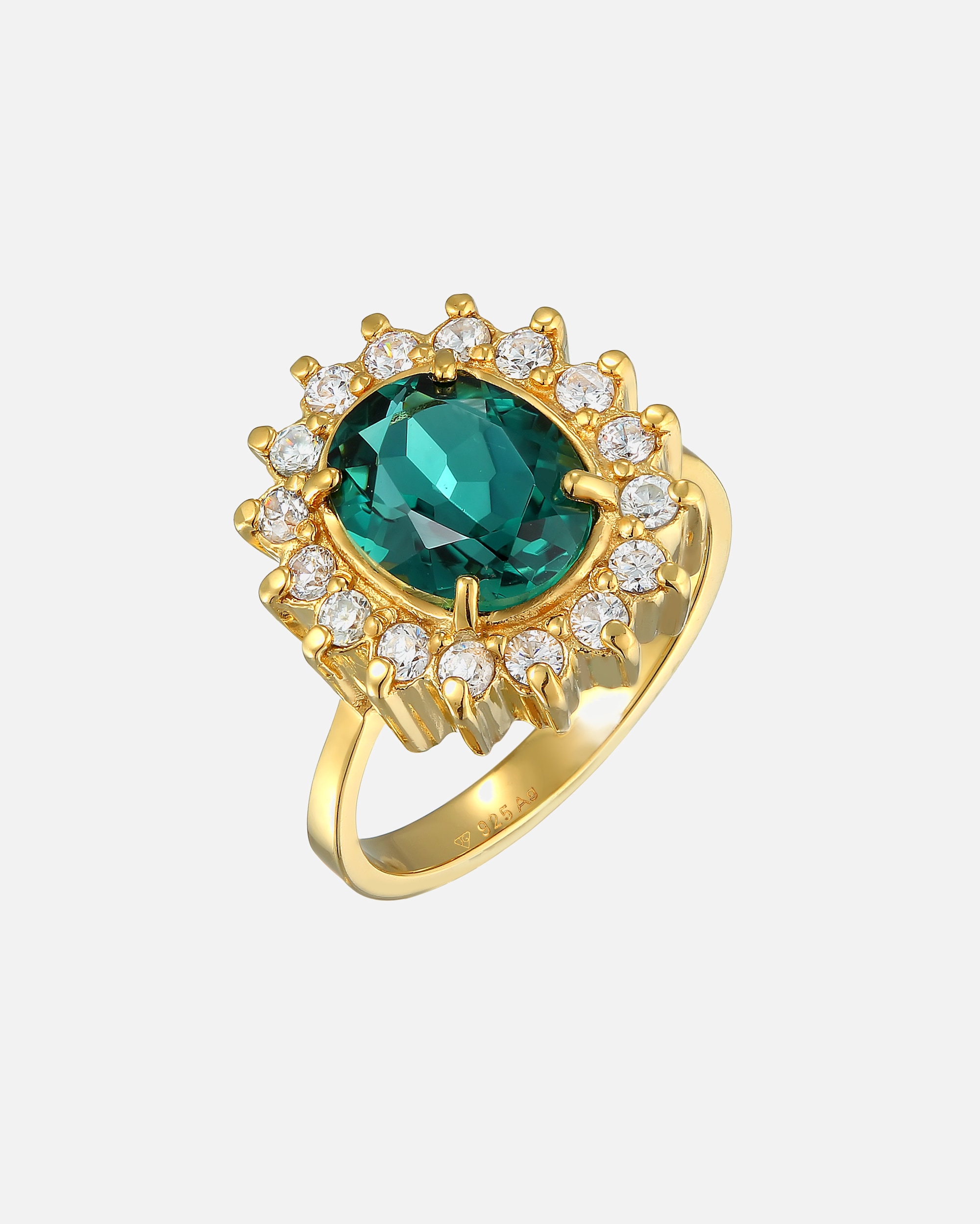 Ring für Weiblich Elli PREMIUM Cocktailring Quarz Grün Royal Zirkonia 925 Silber 58