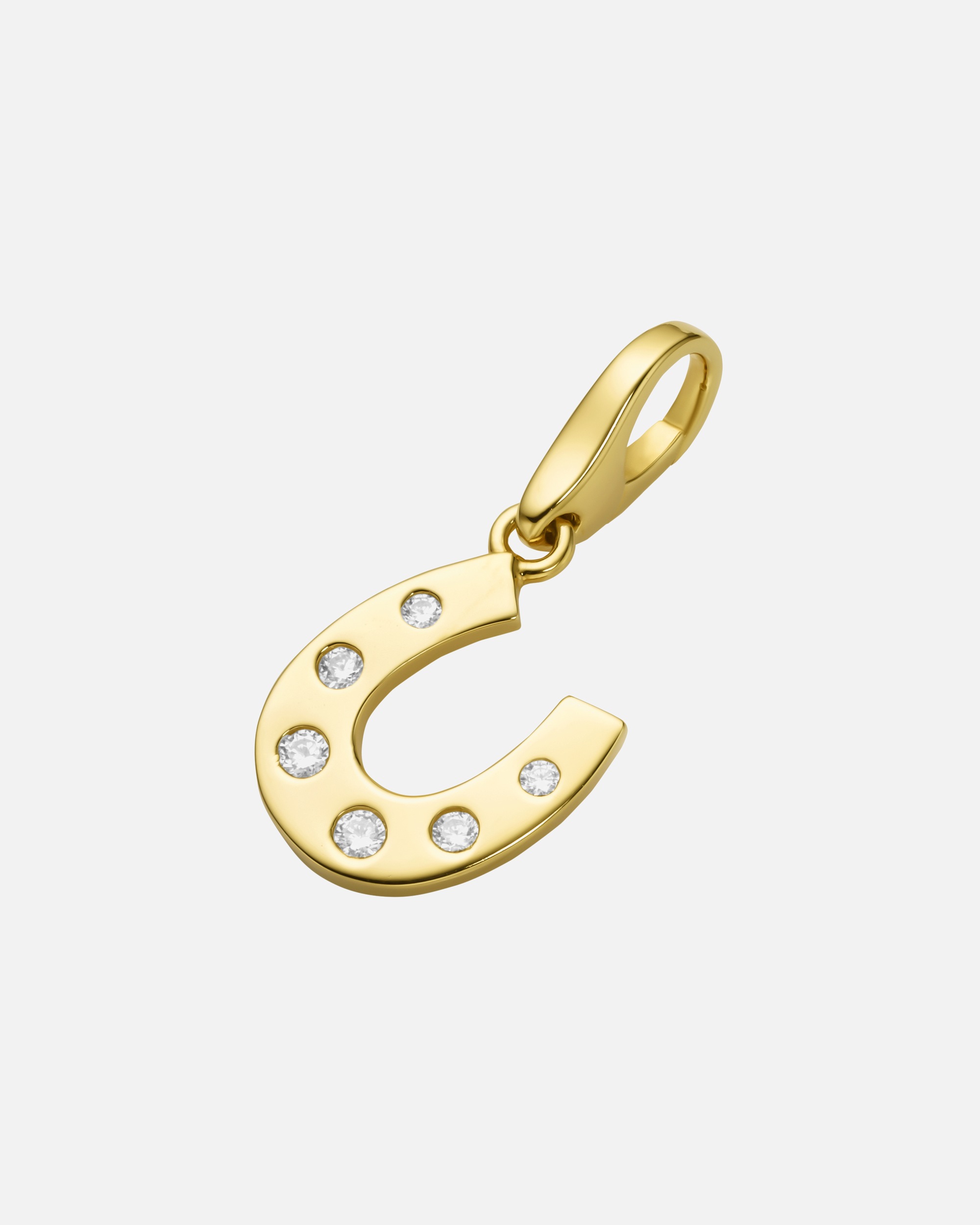 Schmuckanhänger für Weiblich Giorgio Martello Milano Charm Hufeisen mit Zirkonia, Silber 925 Gold
