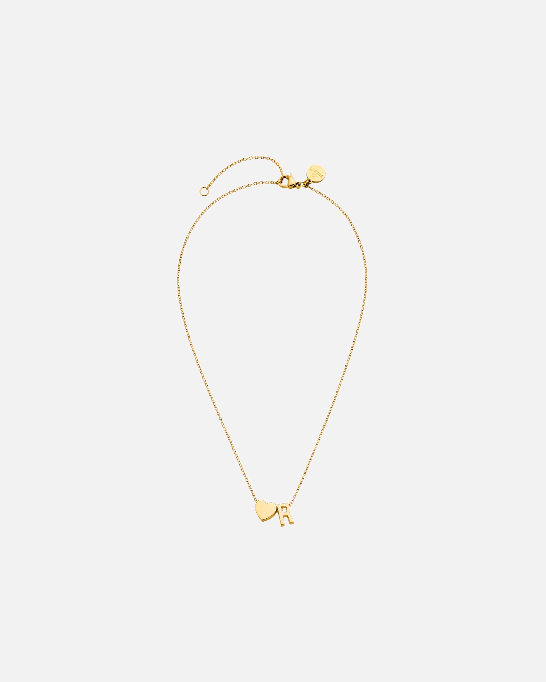 Halskette für Unisex Purelei Letter Heart R Kette 100% Edelstahl Gold