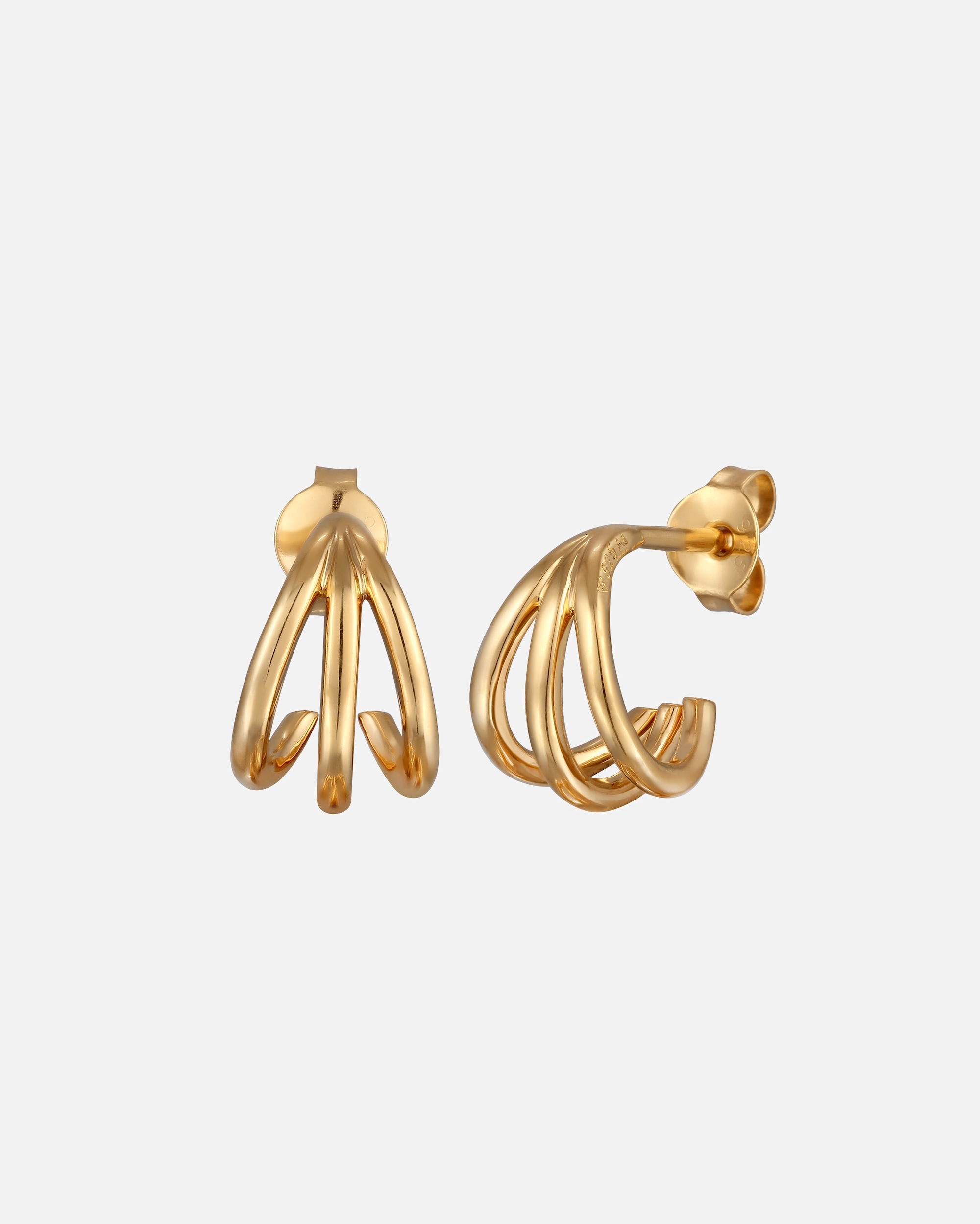 Ohrringe für Weiblich Elli Creolen Ohrstecker Halbrund Dreireihig 925 Silber 1 Stück