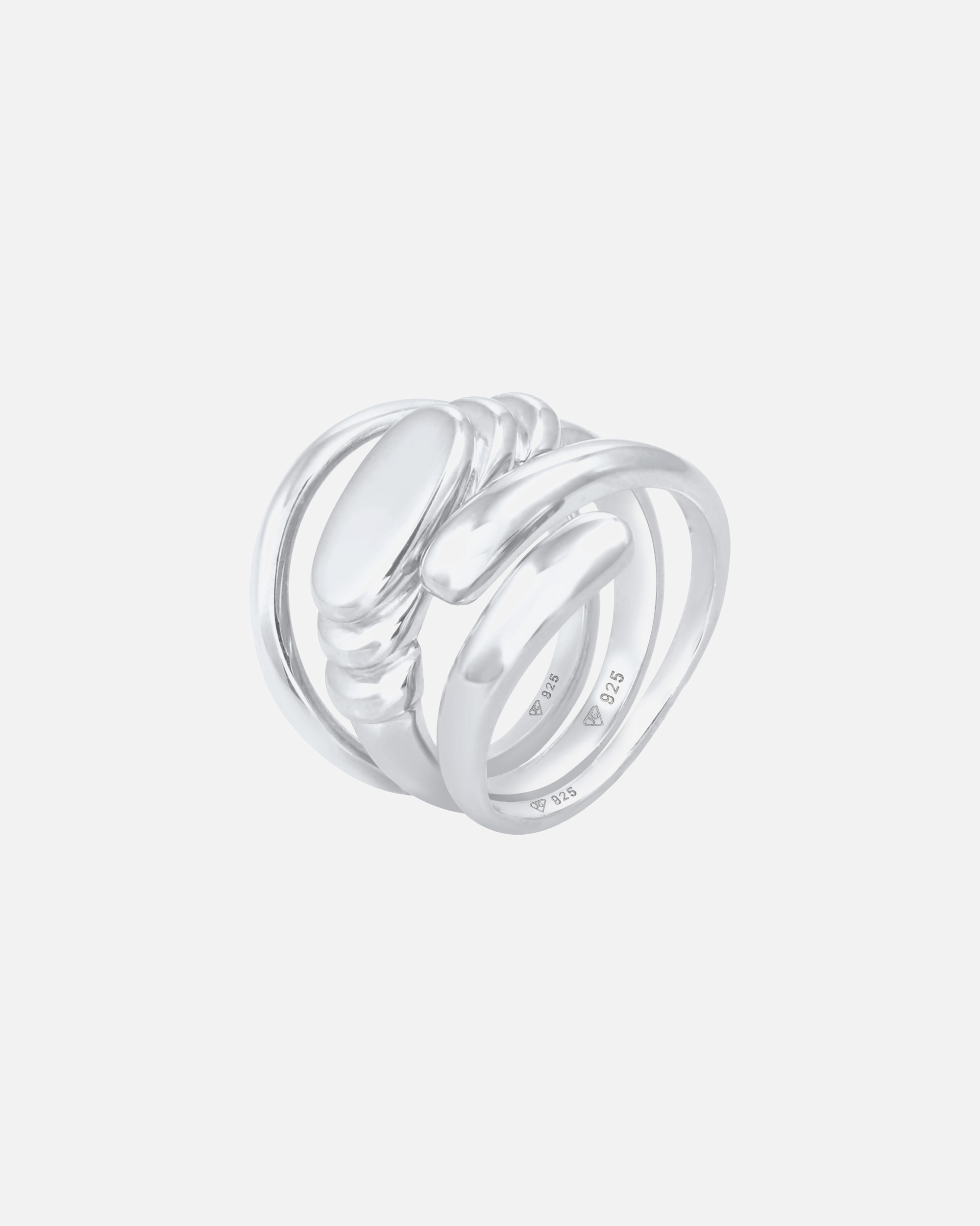 Ring für Weiblich Elli PREMIUM Bandring Siegelring Wickelring Trio Set 925 Silber 58
