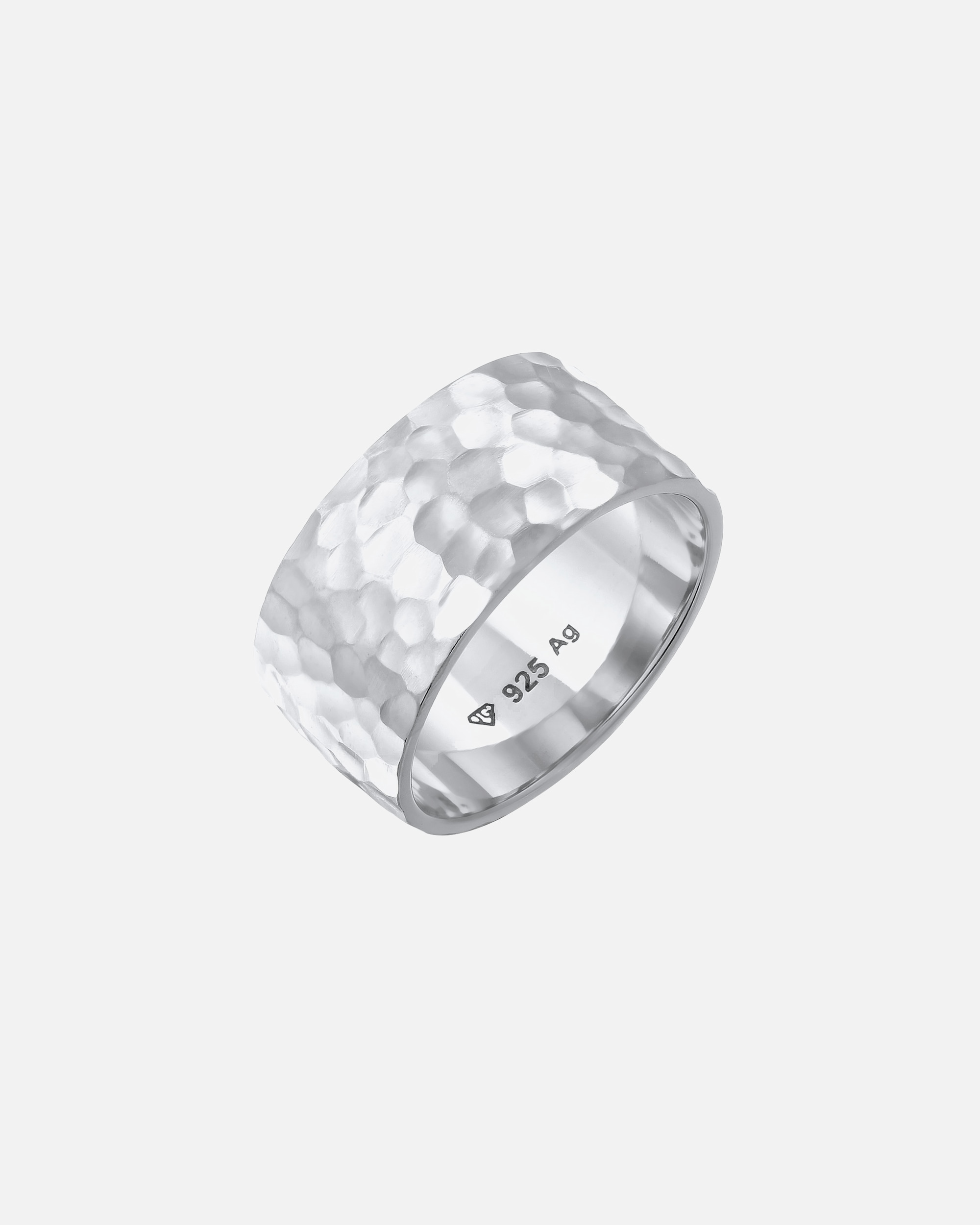 Ring für Weiblich Elli Basic Bandring Gehämmert Trend Cool 925 Silber 52