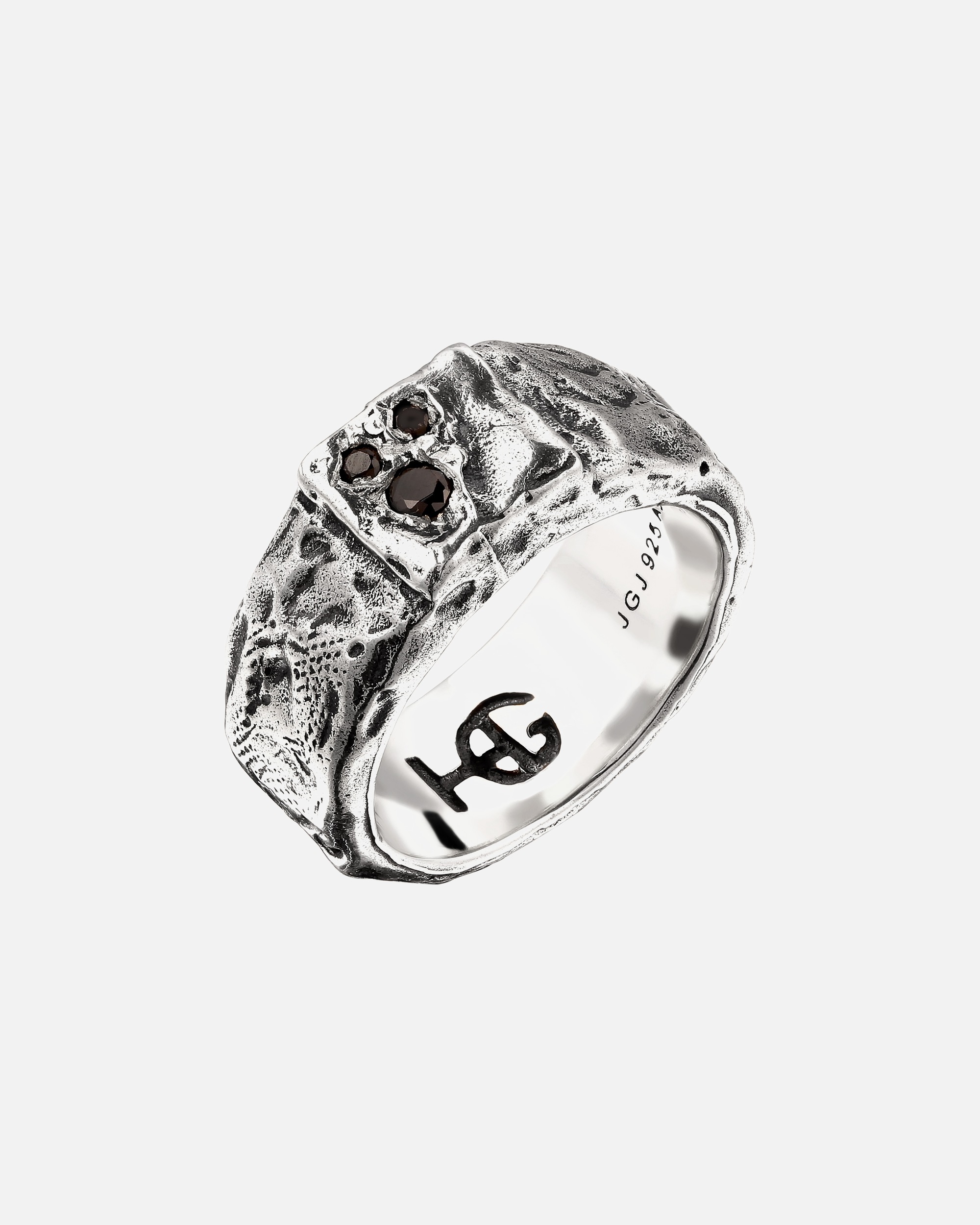 Ring für Männlich Haze & Glory Default Brand Line Zirkonia Schwarz 925 Sterling Silber 64
