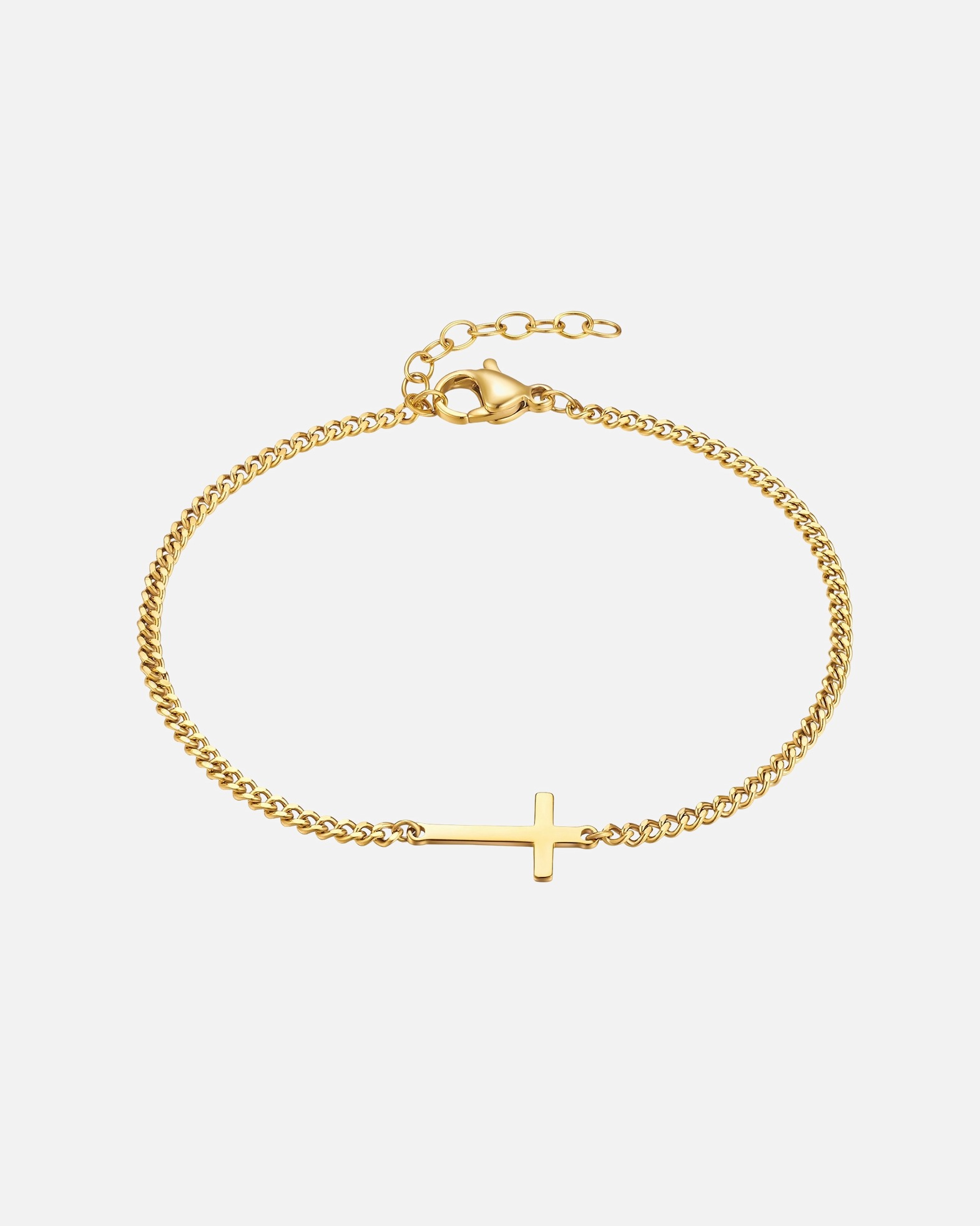 Armband für Männlich True Rebels Kreuz aus Edelstahl in gelbgold 18,0 cm Basislänge + 3,0 cm Verlängerung