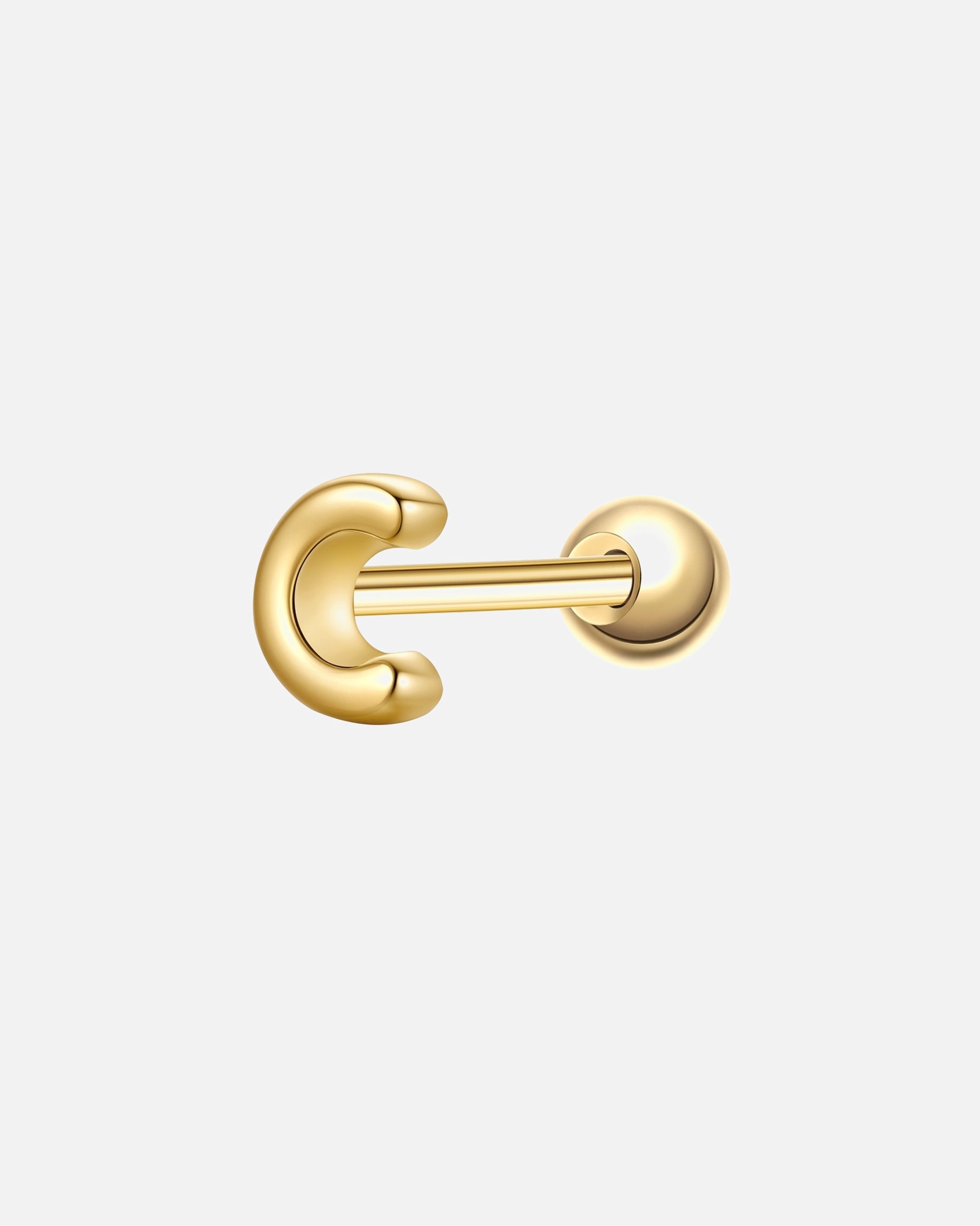 Ohrringe für Weiblich Piercing Buchstabe C aus Sterling Silber in gelbgold 4,3 mm