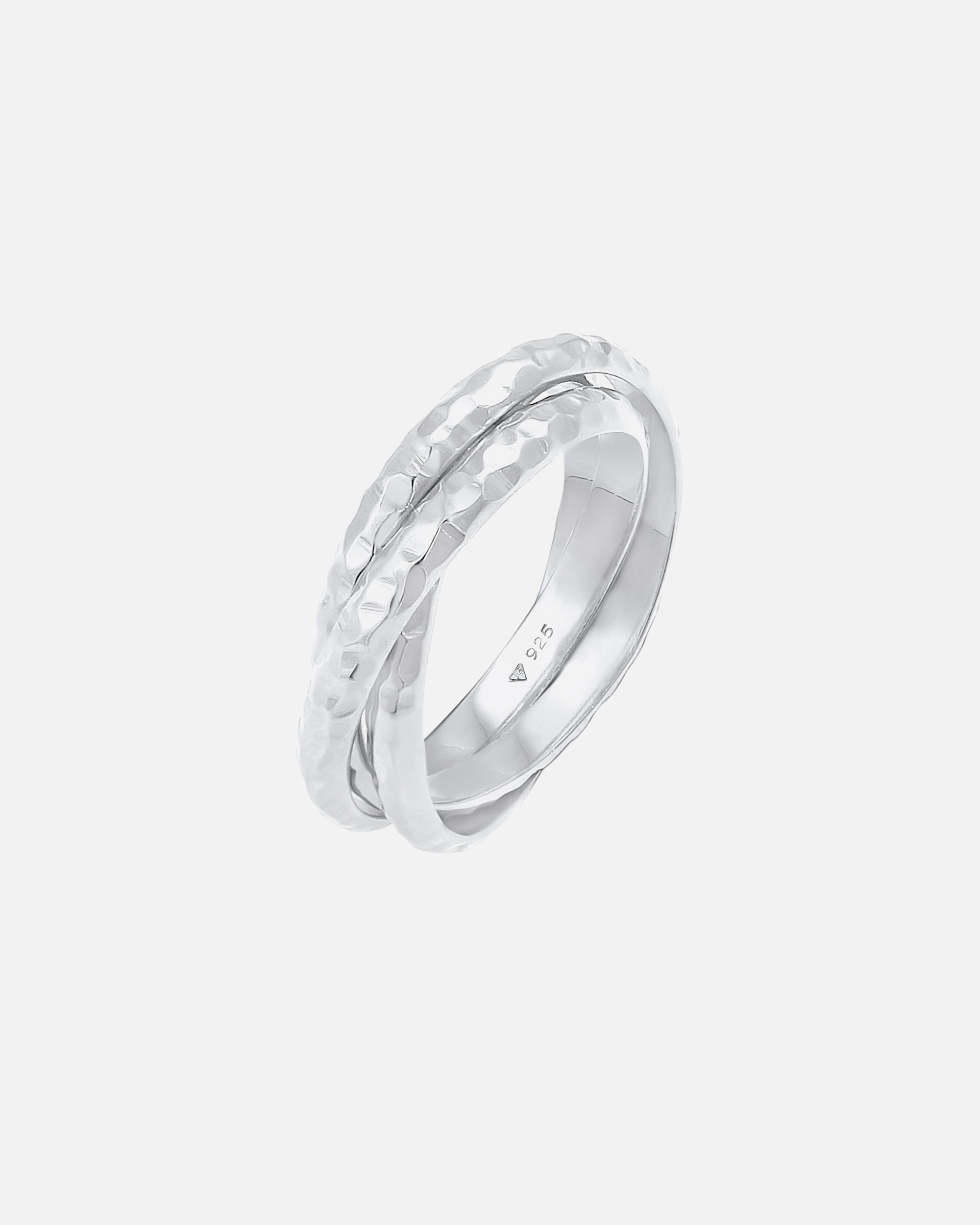 Ring für Weiblich Elli Basic Wickelring Klassik Gehämmert 925 Silber 52