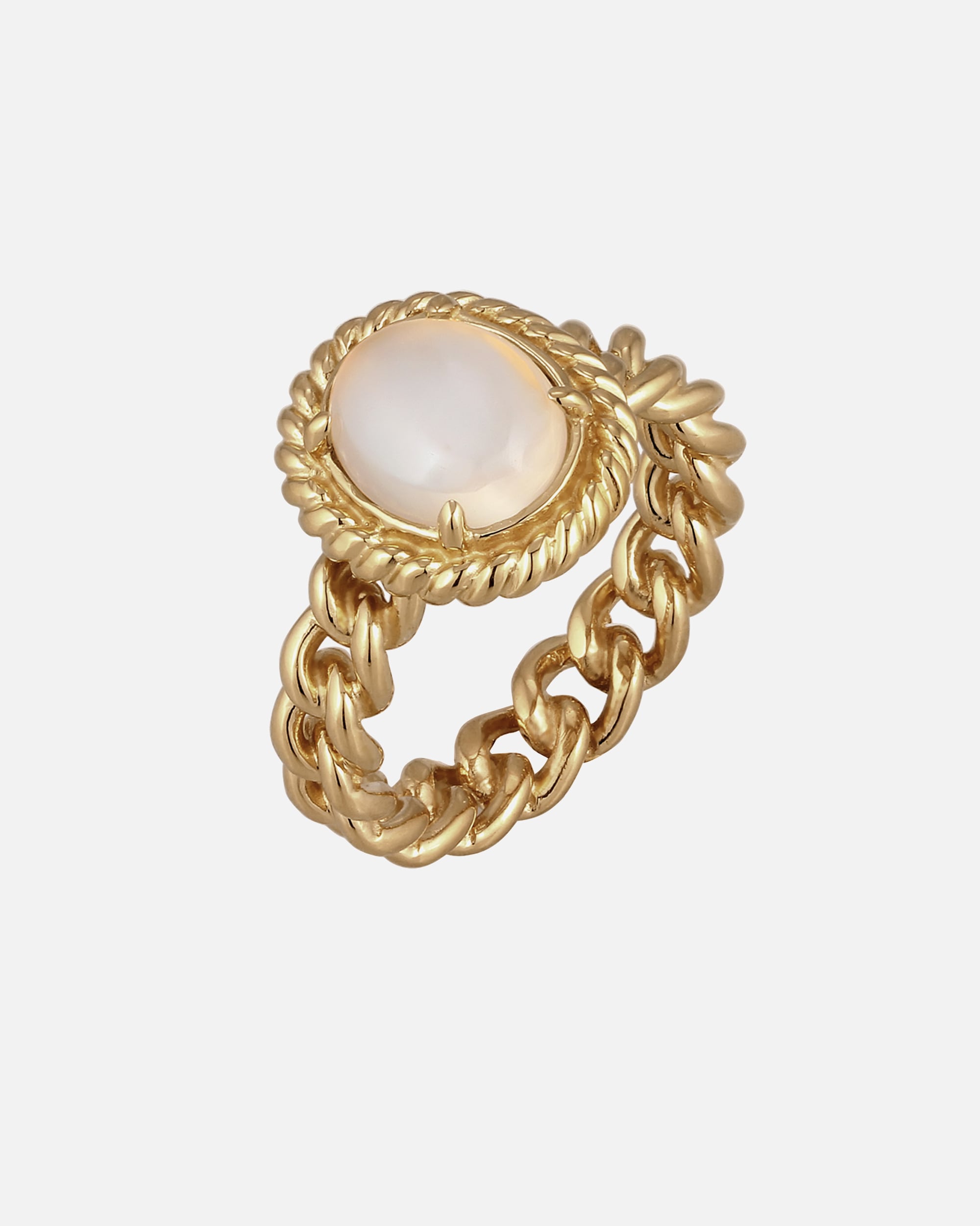 Ring für Weiblich Elli PREMIUM Mondstein Weiß 925 Sterling Silber vergoldet 52