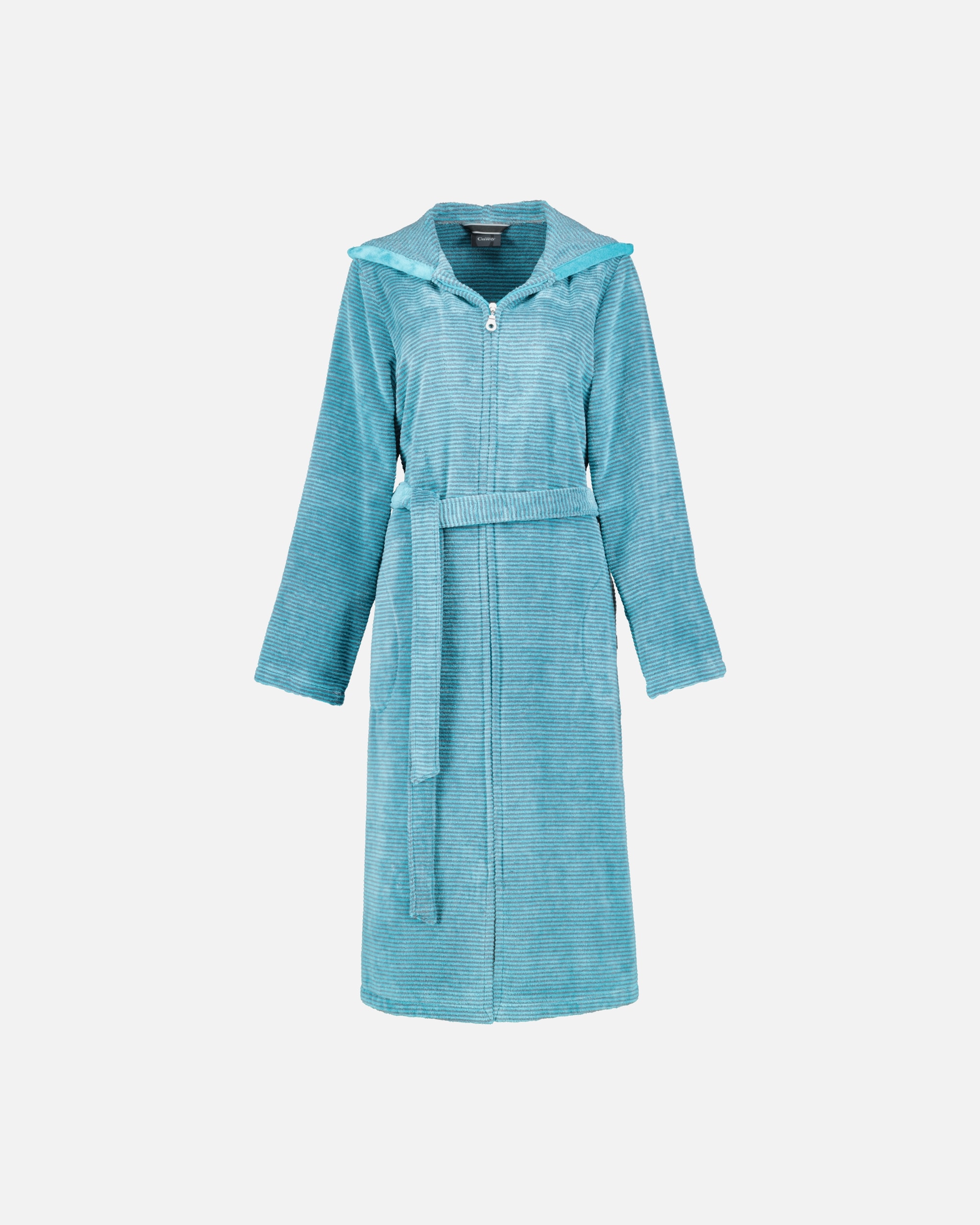 Bademantel für Weiblich Cawö Cawö Bademäntel Damen Kapuze Two-Tone 6432 türkis - 47 S