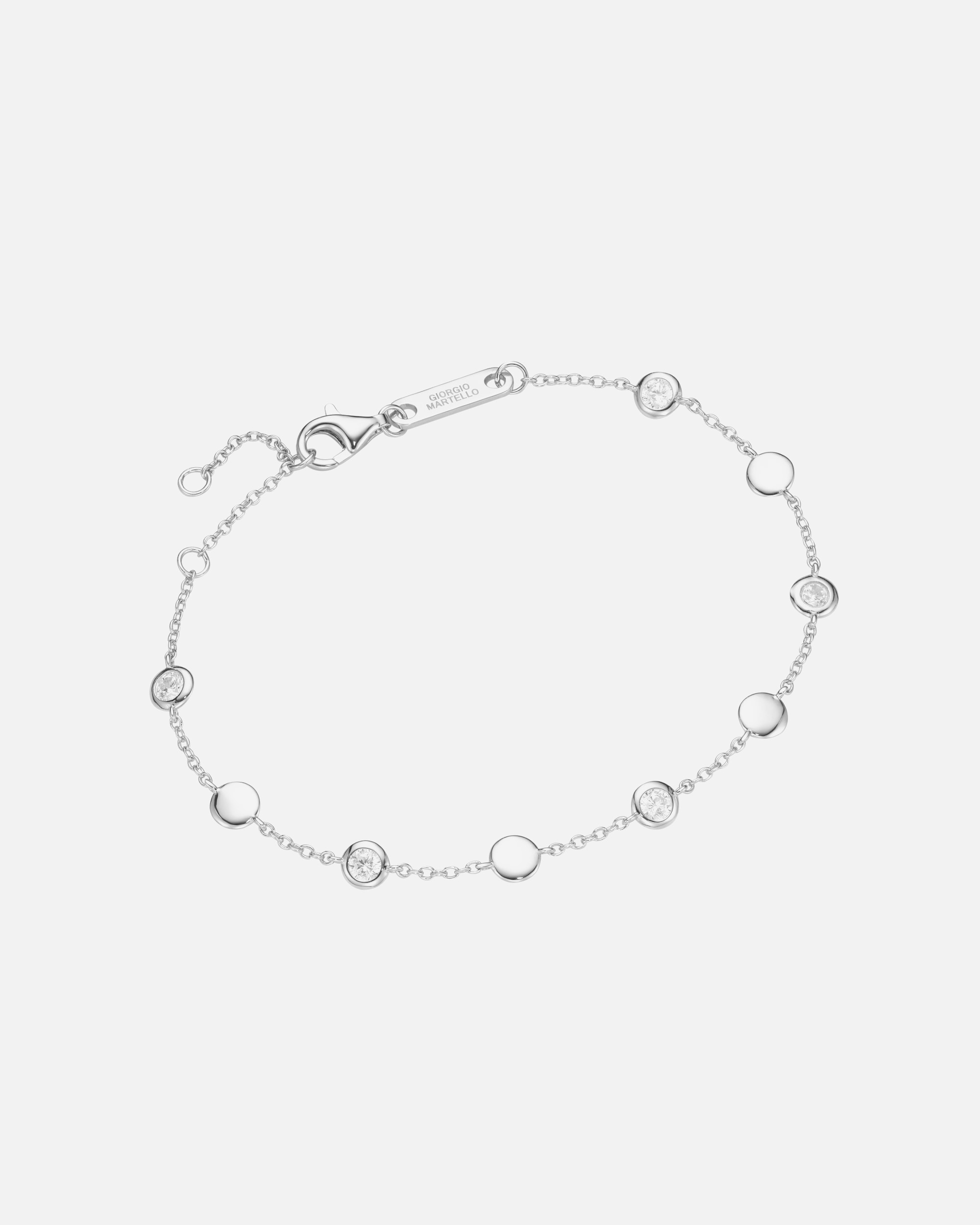 Armband für Weiblich Giorgio Martello Milano Armband mit Zwischenteilen, weiße Zirkonia, Silber 925 19 cm