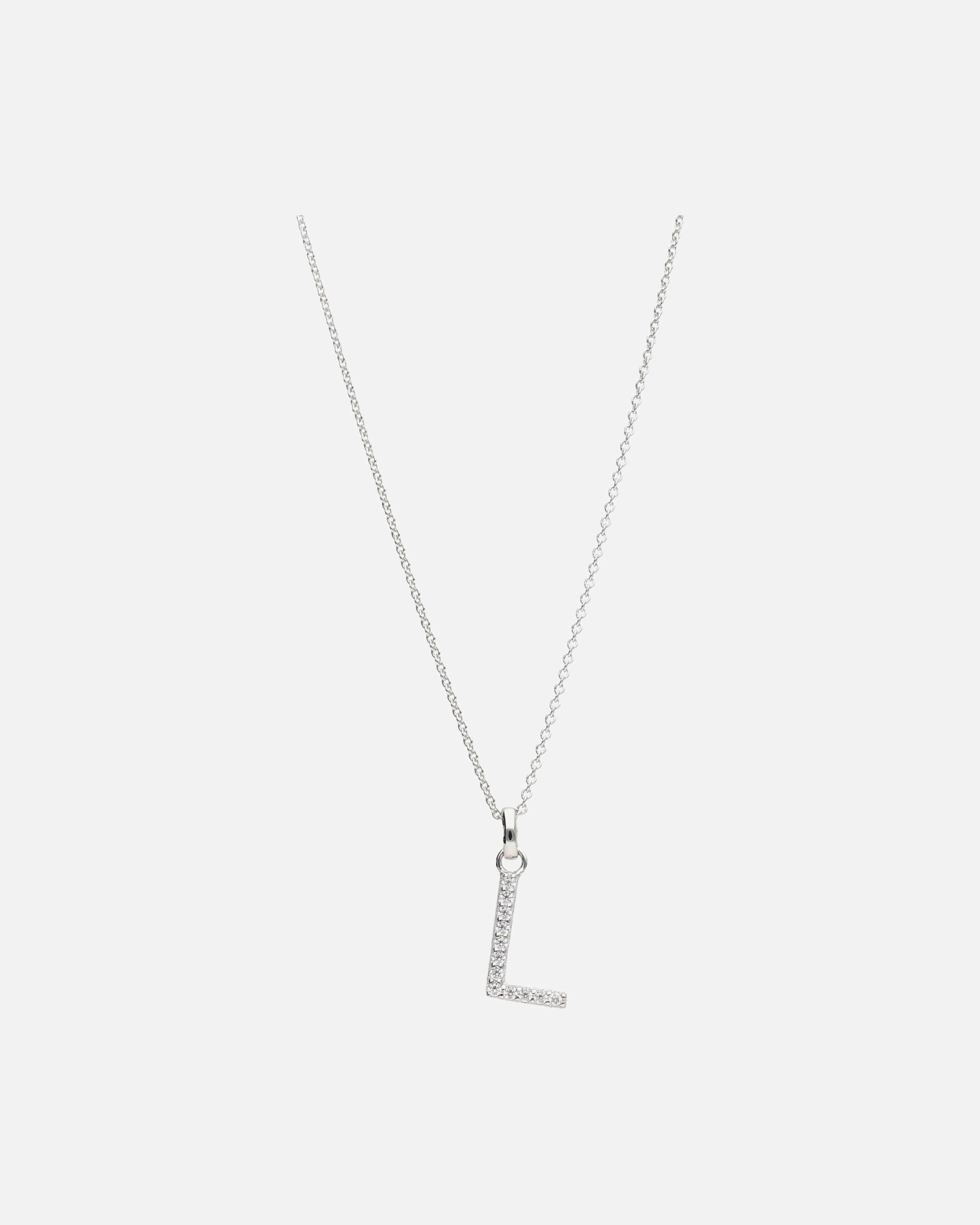 Halskette für Weiblich Smart Jewel Kette Buchstabe L mit Zirkonia Steine, Silber 925 45 cm