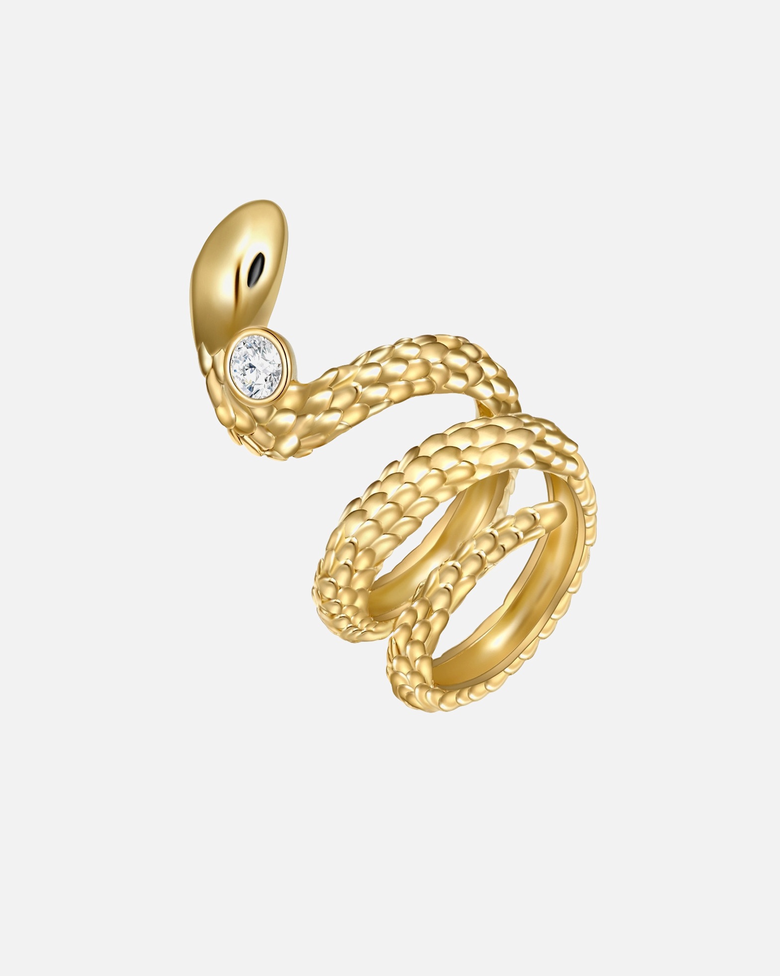 Ring für Weiblich Ring Schlange Metall-Legierung verziert mit Kristallen von Swarovski® in Gelbgold 58