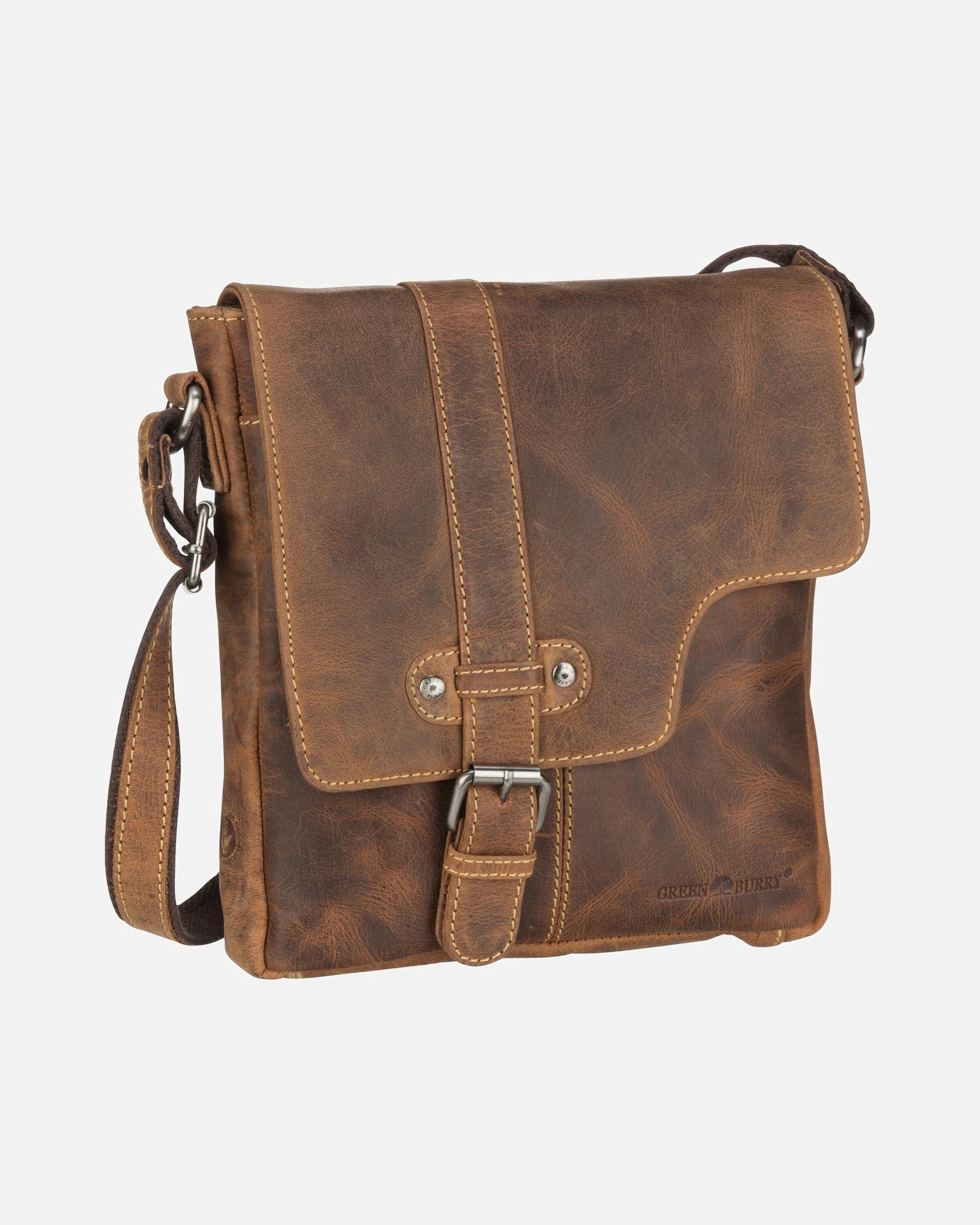 Umhängetasche für Männlich Greenburry Bodybag Vintage 1650/5 Sattelbraun