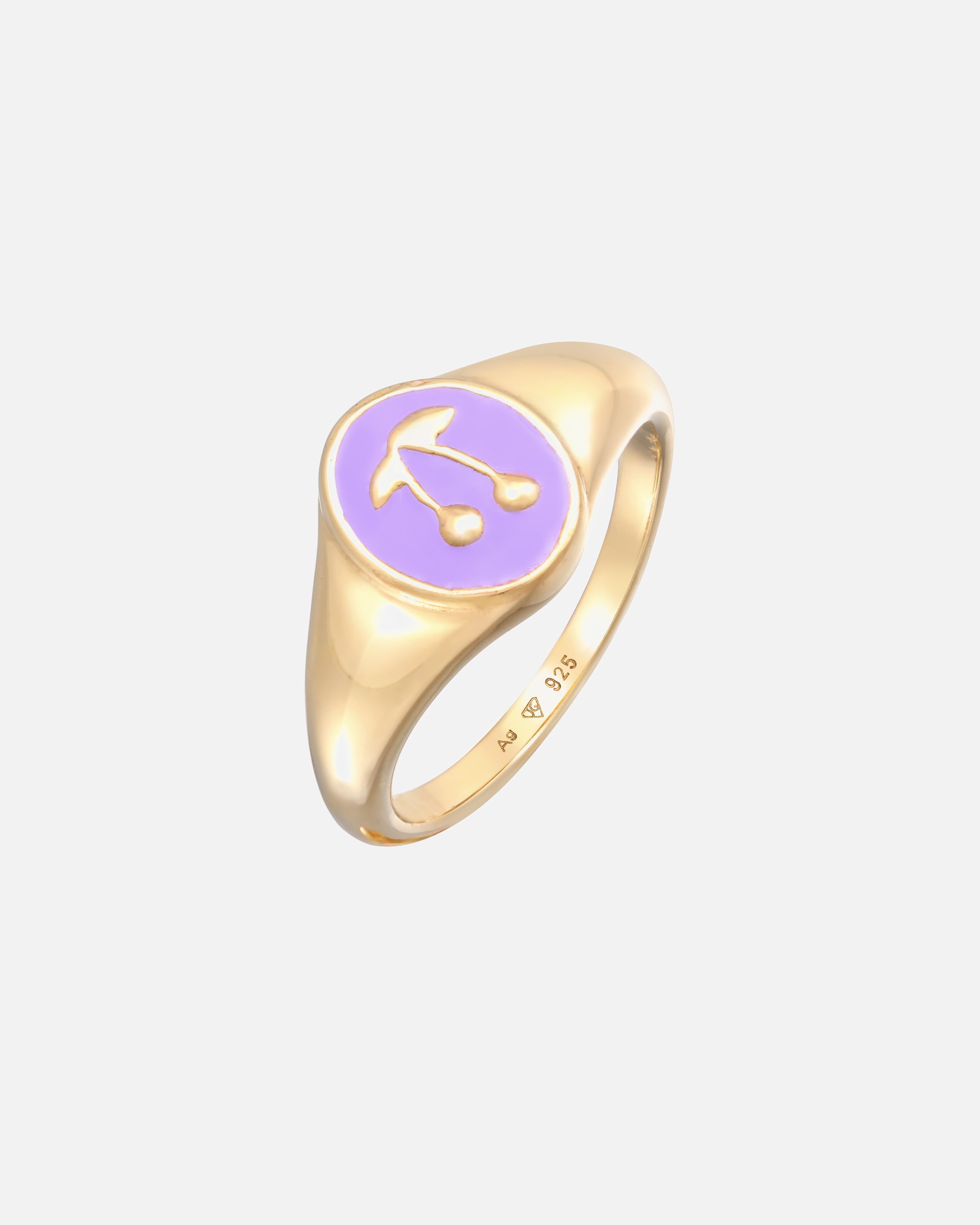 Ring für Weiblich Elli Elli Ring Siegelring Kirsche Emaille 925 Silber vergoldet 58