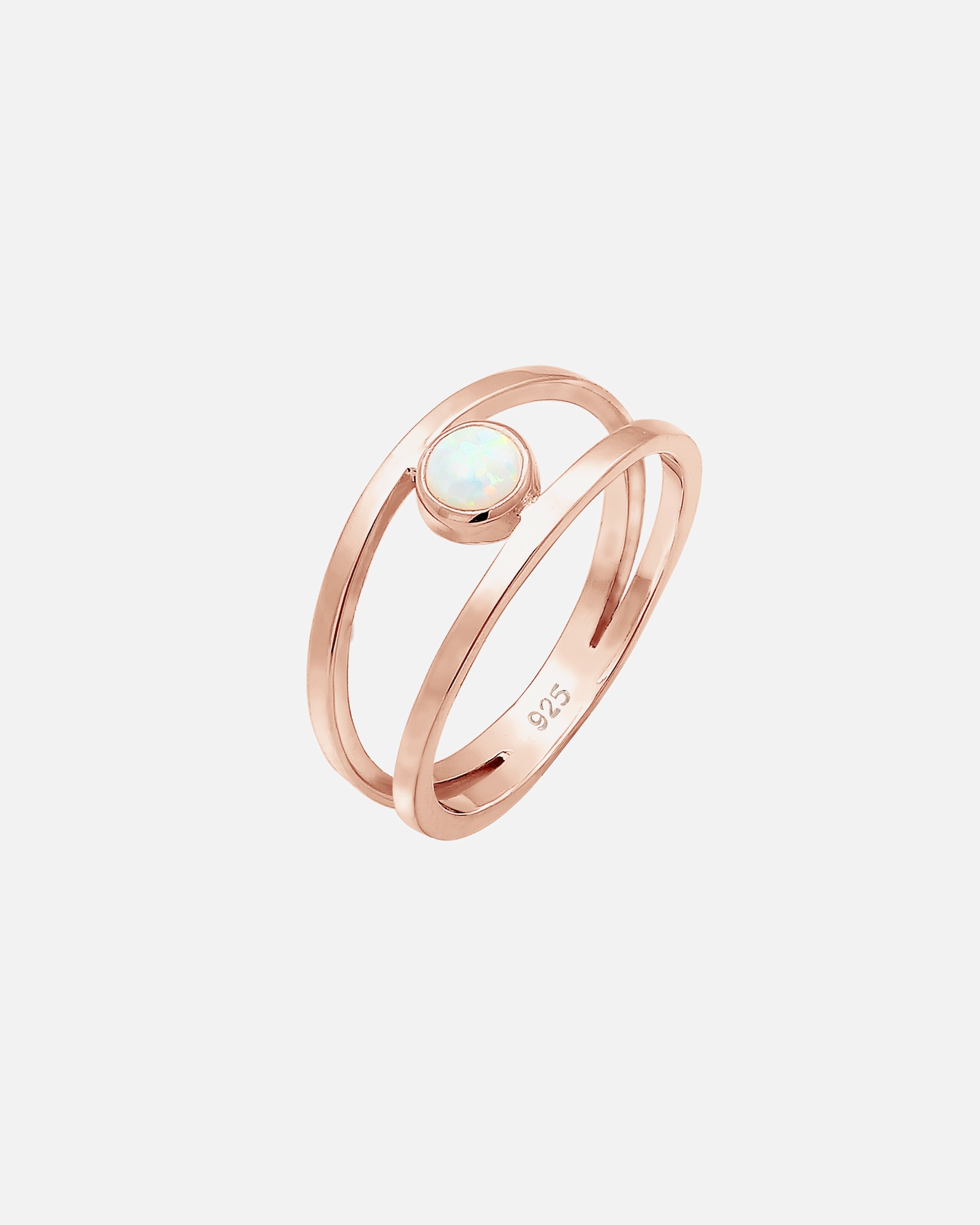 Ring für Weiblich Elli Bandring Zweireihig Synthetischer Opal 925 Silber 54