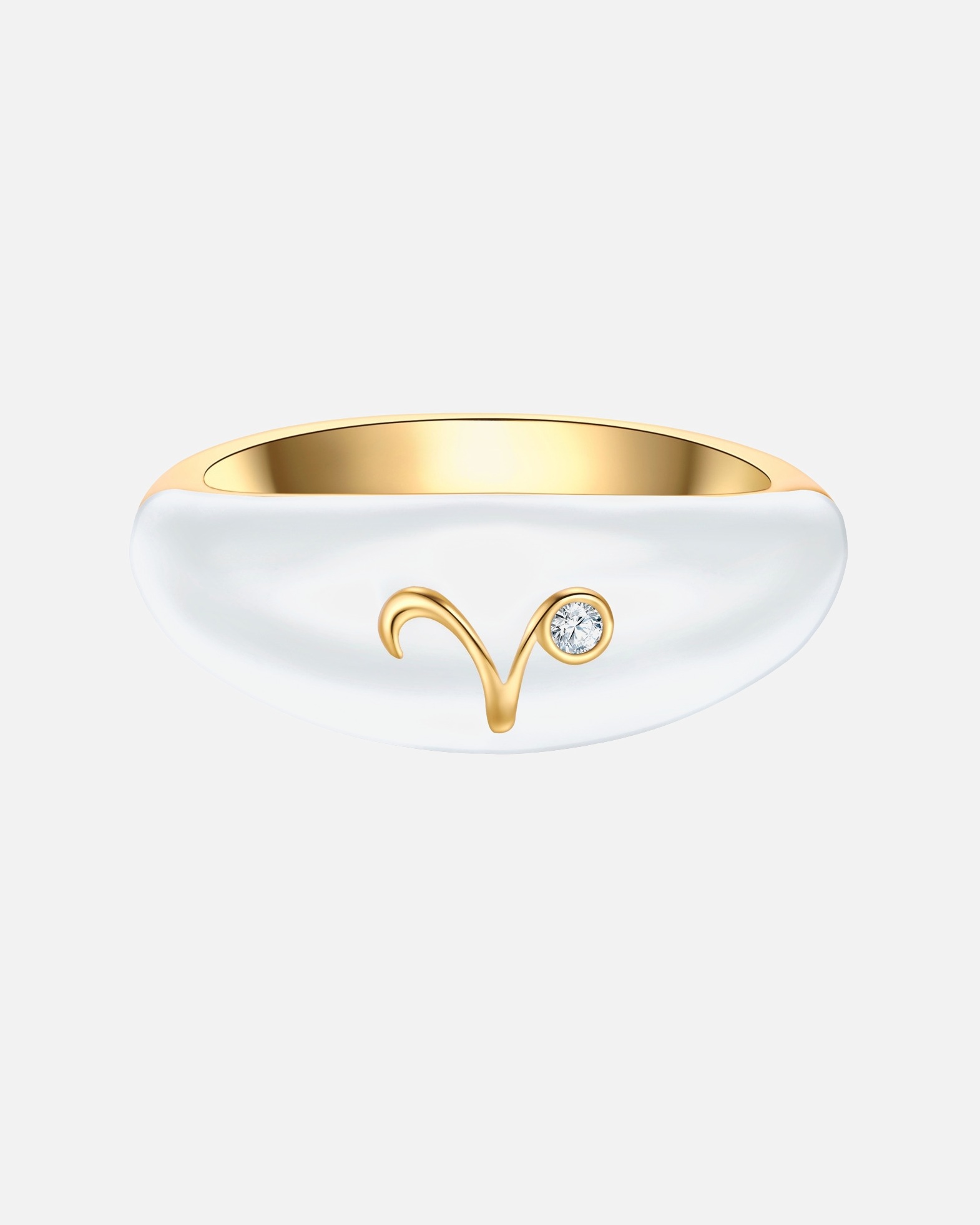 Ring für Weiblich Glanzstücke München Ring Sternzeichen Widder aus Sterling Silber in gelbgold mit Zirkonia 56