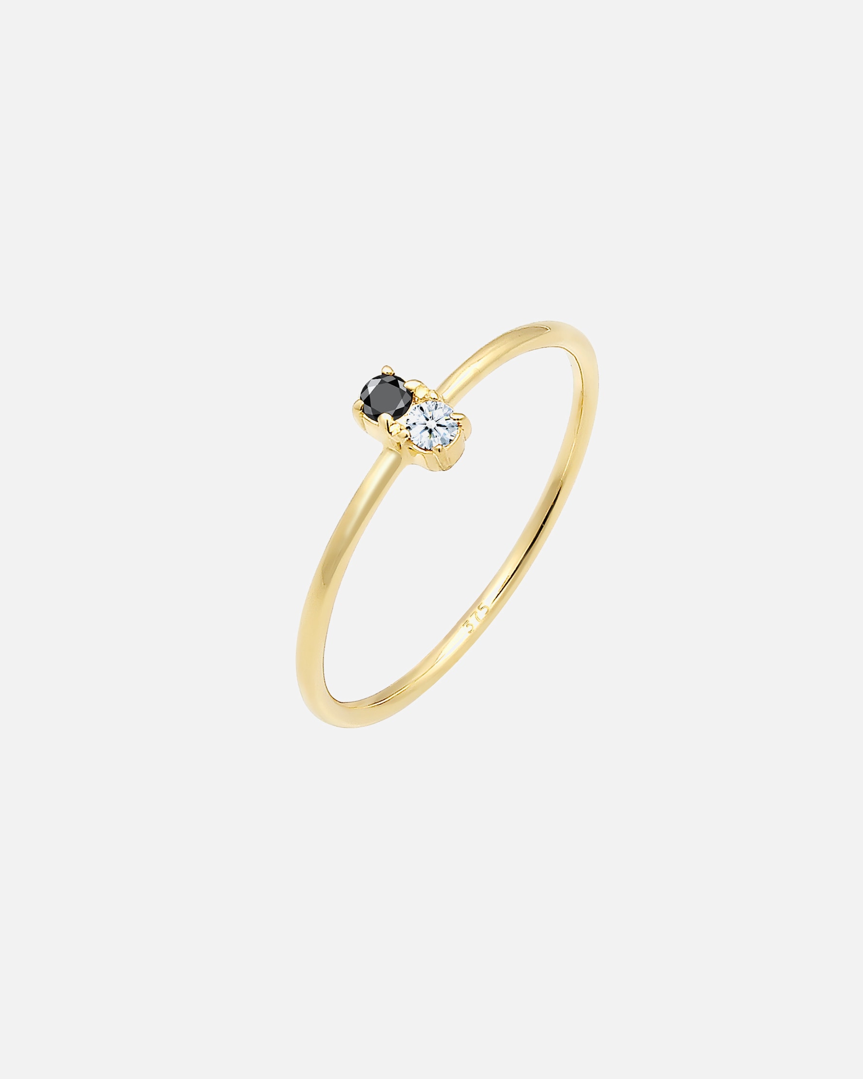 Ring für Weiblich Elli DIAMONDS Bi-Color Schwarzer Diamant (0.06 ct.) 375 Gelbgold 54