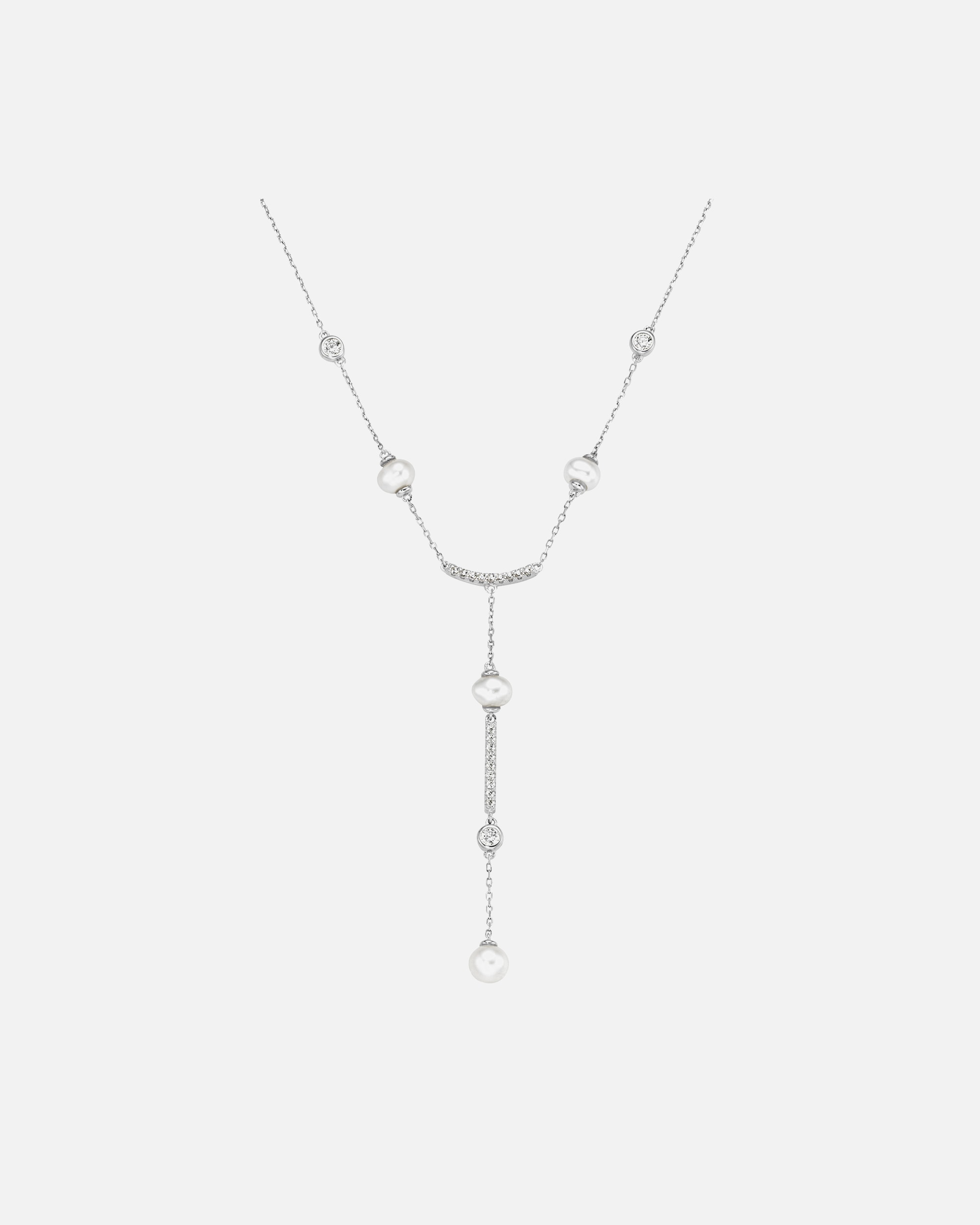 Halskette für Unisex Collier mit Süßwasser-Perlen und Zirkonia, Silber 925 Silber