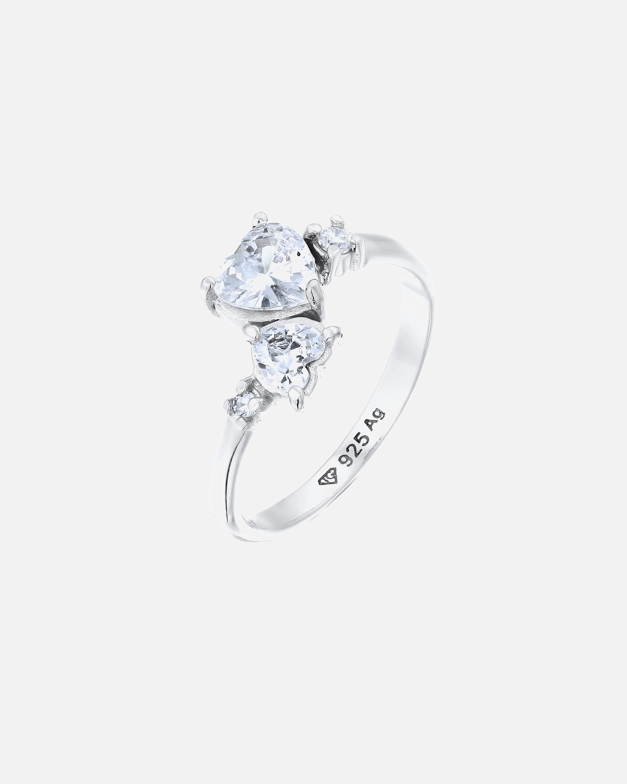 Ring für Weiblich Elli Herz Zirkonia Weiß Verlobung 925 Sterling Silber 52