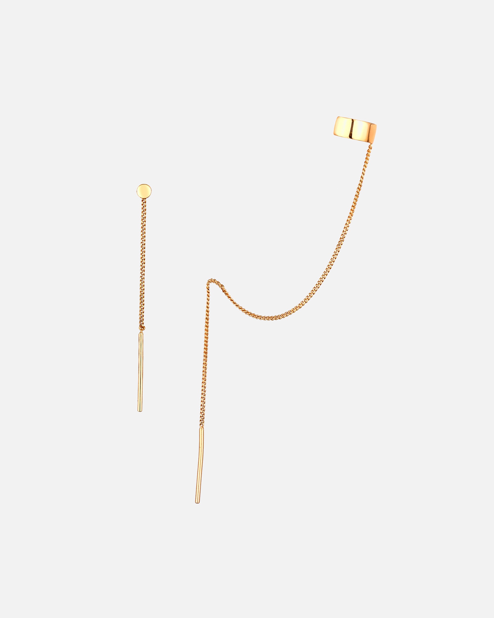 Ohrringe für Weiblich Elli Earcuff mit Kette Durchzieher Plättchen Poliert 925 Silber 1 Stück