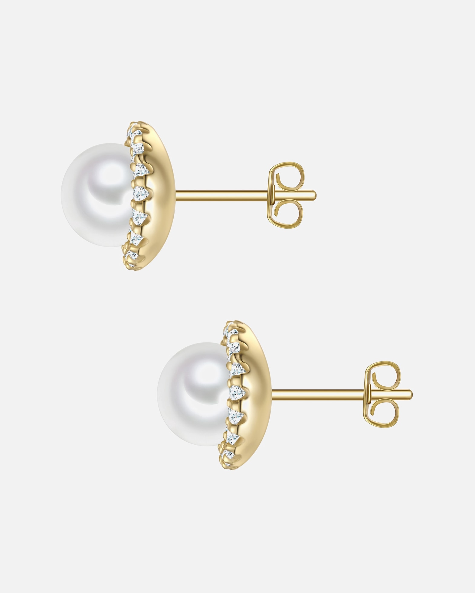 Ohrringe für Weiblich Rafaela Donata Ohrstecker aus Sterling Silber in gelbgold mit Zirkonia Muschelkernperle 8,7 mm