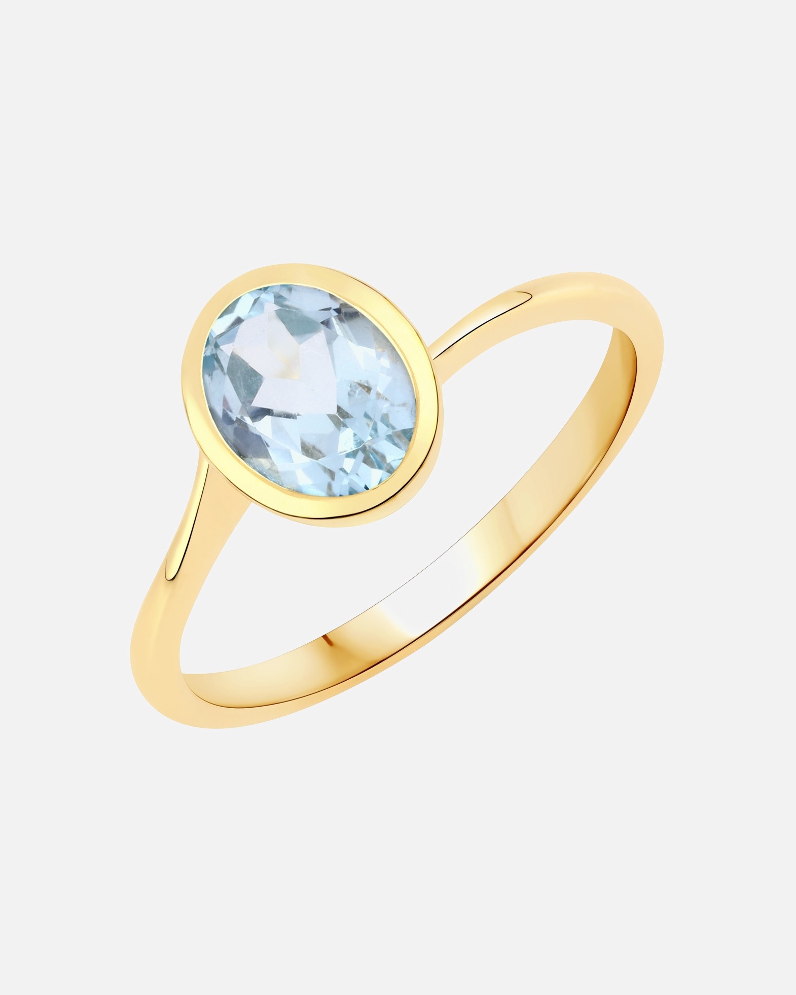 Ring für Weiblich Rafaela Donata Ring Sterling Silber Blautopas in Gelbgold 54