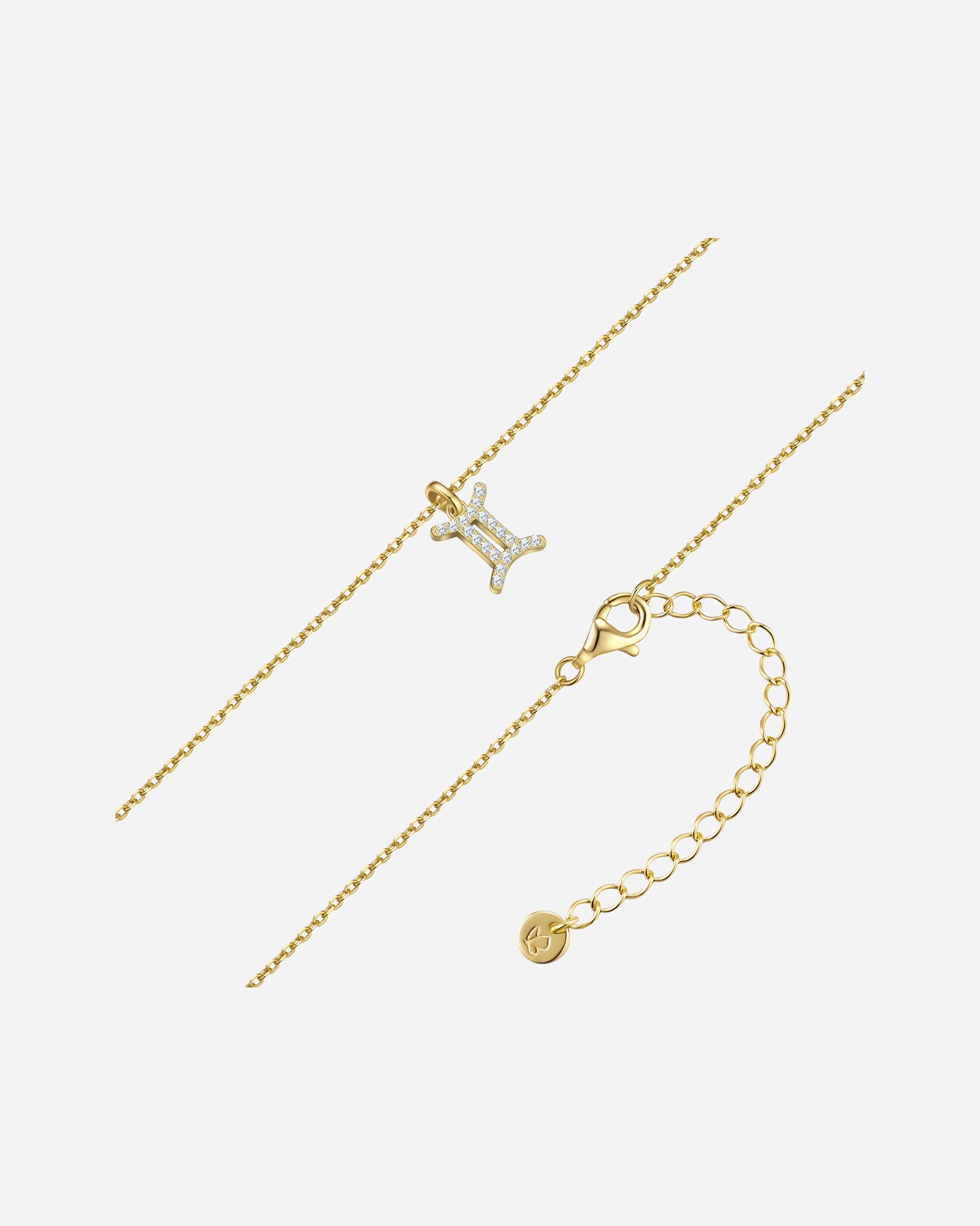 Halskette für Weiblich Glanzstücke München Halskette Sternzeichen Zwillinge aus Sterling Silber in gelbgold mit Zirkonia 40,0 cm Basiskette + 5,0 cm Verlängerung