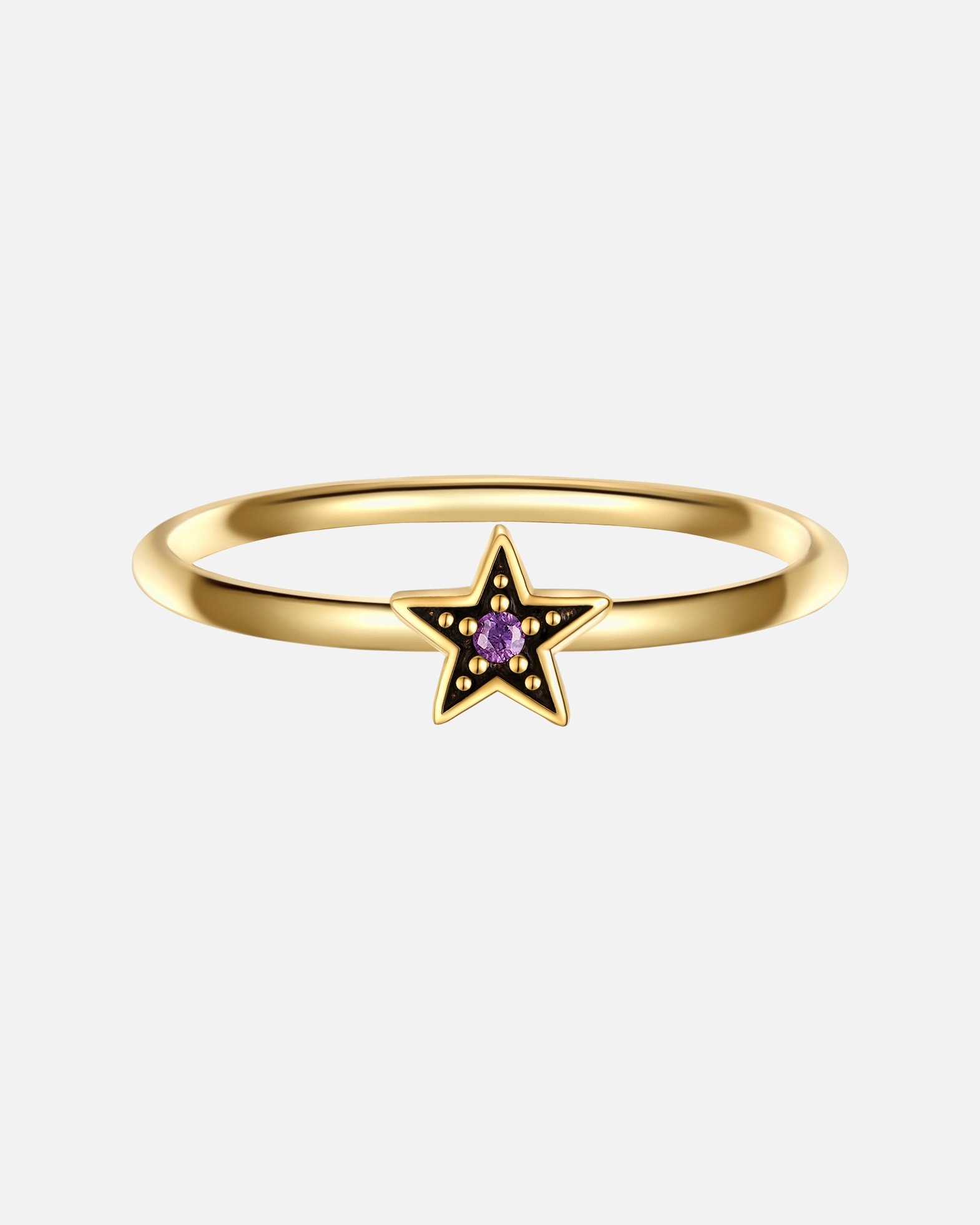 Ring für Weiblich Glanzstücke München Ring Sterling Silber gelbgold Zirkonia lila 48