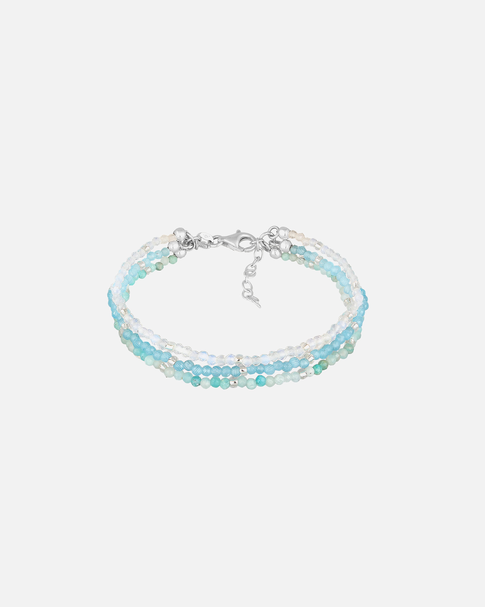 Armband für Weiblich Elli PREMIUM Edelstein Glasperlen 3-reihig blau 925 Silber 1 Stück