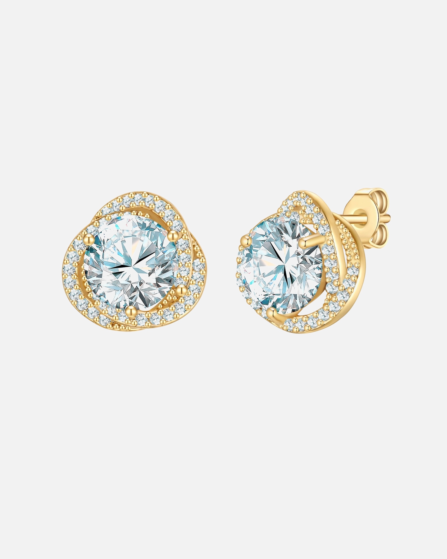 Ohrringe für Weiblich Yokoamii Ohrstecker aus Messing in gelbgold mit Zirkonia 12,3 mm