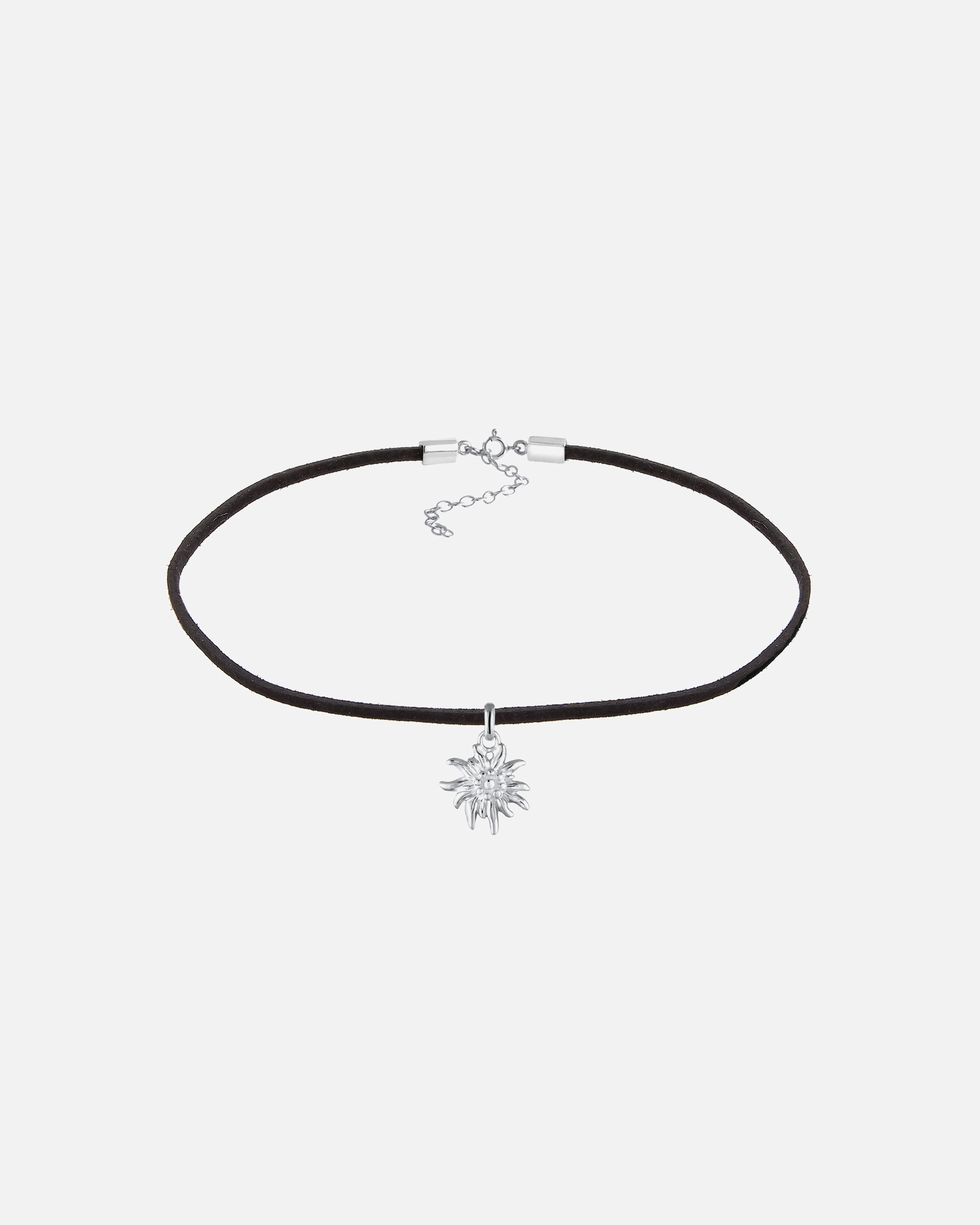 Halskette für Weiblich Elli Choker Tracht Edelweiss Textil Schwarz 925 Silber 1 Stück