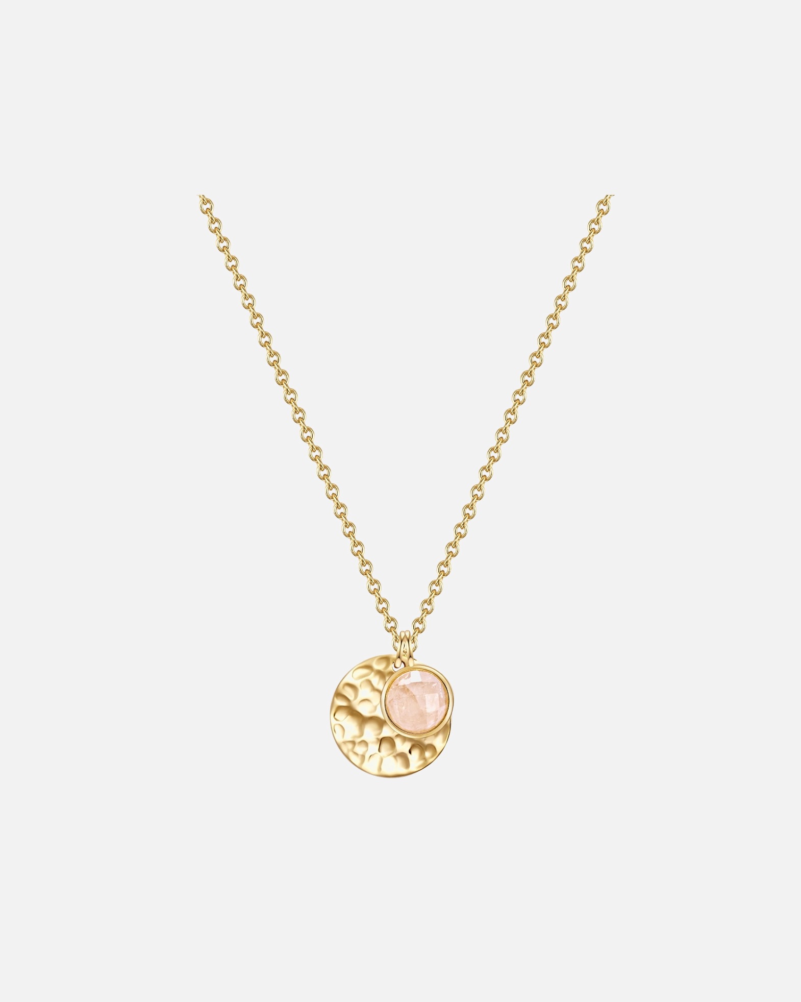 Halskette für Weiblich Glanzstücke München Halskette Kreis Sterling Silber Rosenquarz in Gelbgold 1 Stück