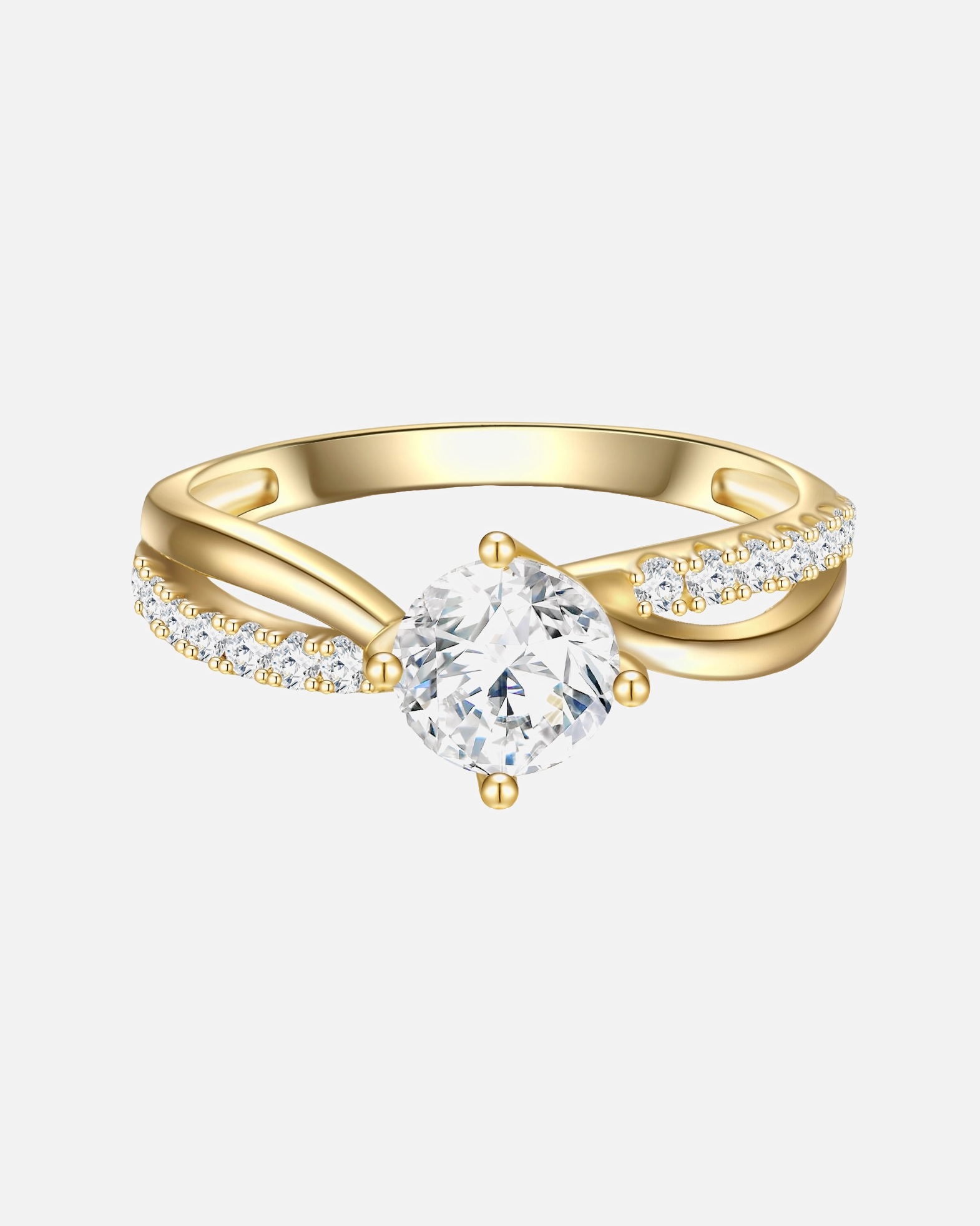 Ring für Weiblich Trilani Ring aus Sterling Silber in gelbgold mit Zirkonia 50