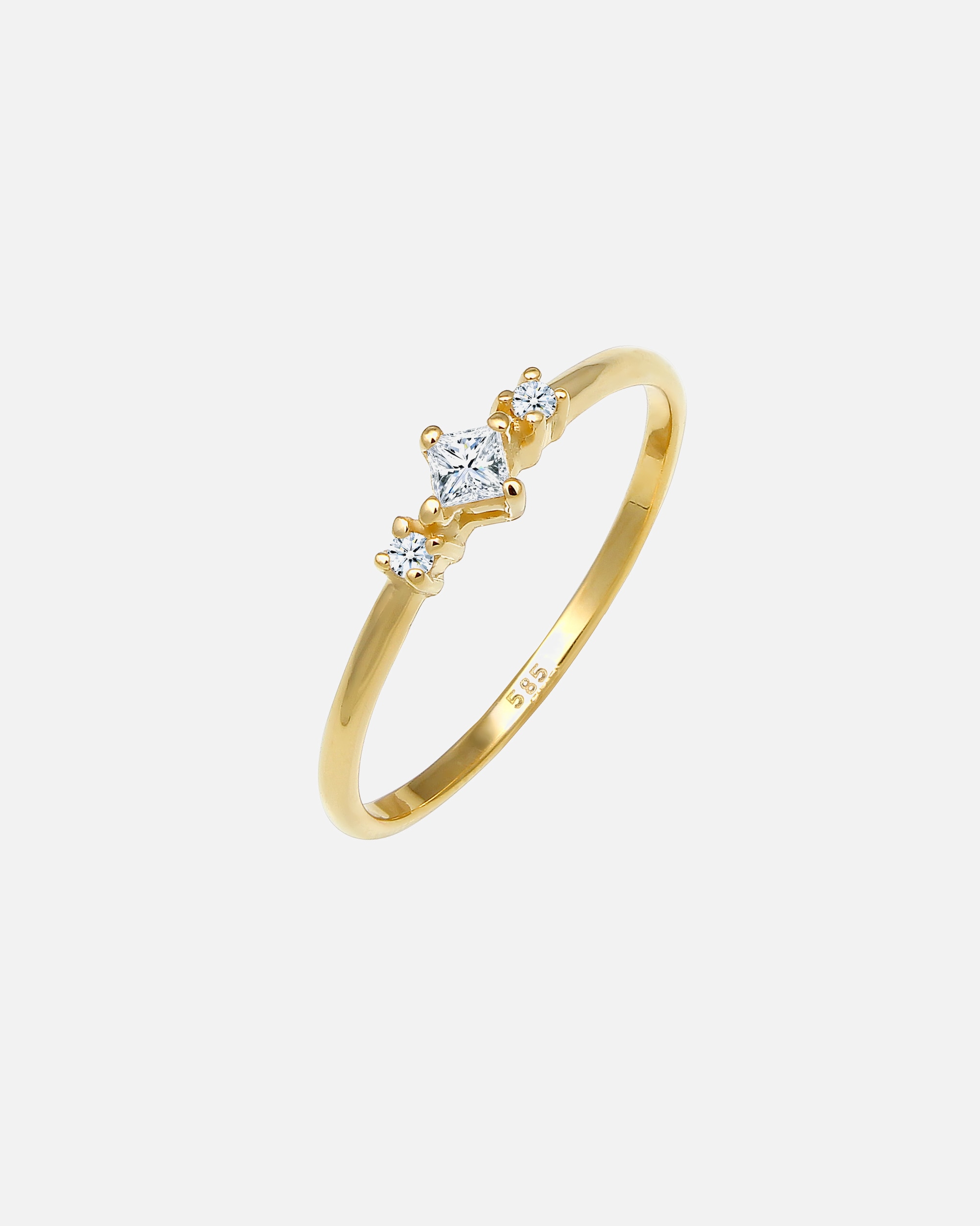 Ring für Weiblich Elli DIAMONDS Prinzessschliff Diamant (0.13 ct) 585 Gelbgold 56