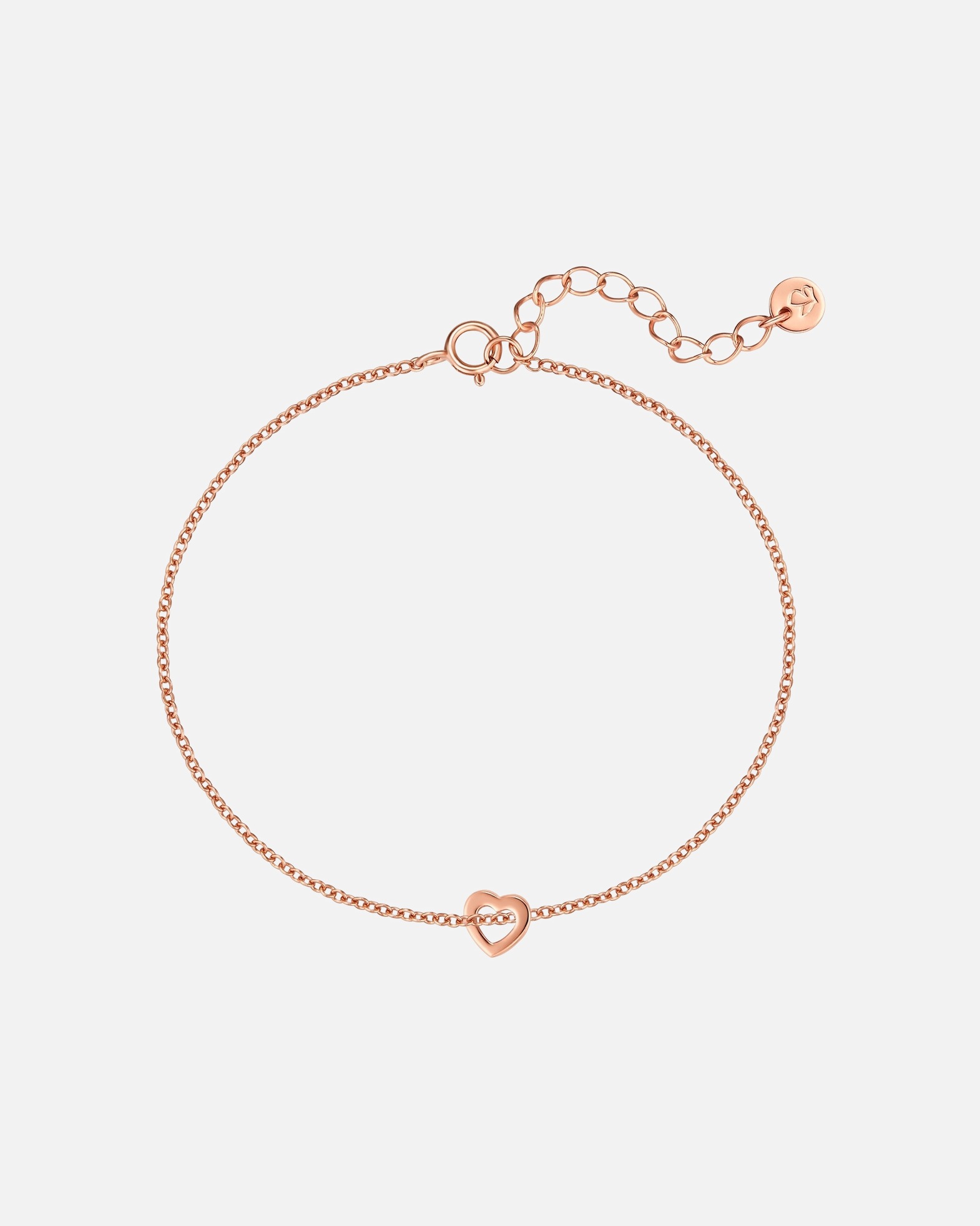 Armband für Weiblich Armband Herz aus Sterling Silber in roségold 17,0 cm Basislänge + 3,0 cm Verlängerung