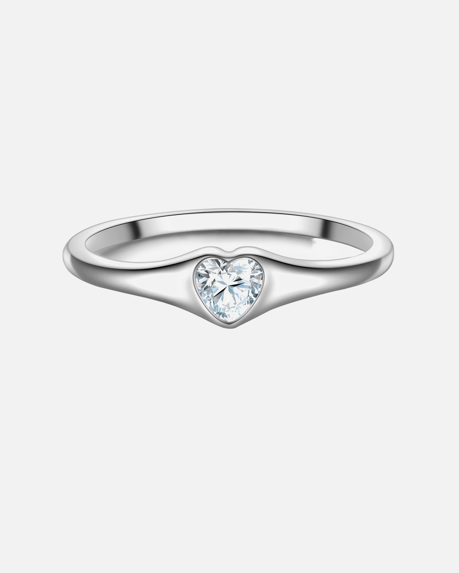Ring für Weiblich Trilani Ring Herz aus Sterling Silber in silber mit Zirkonia 52