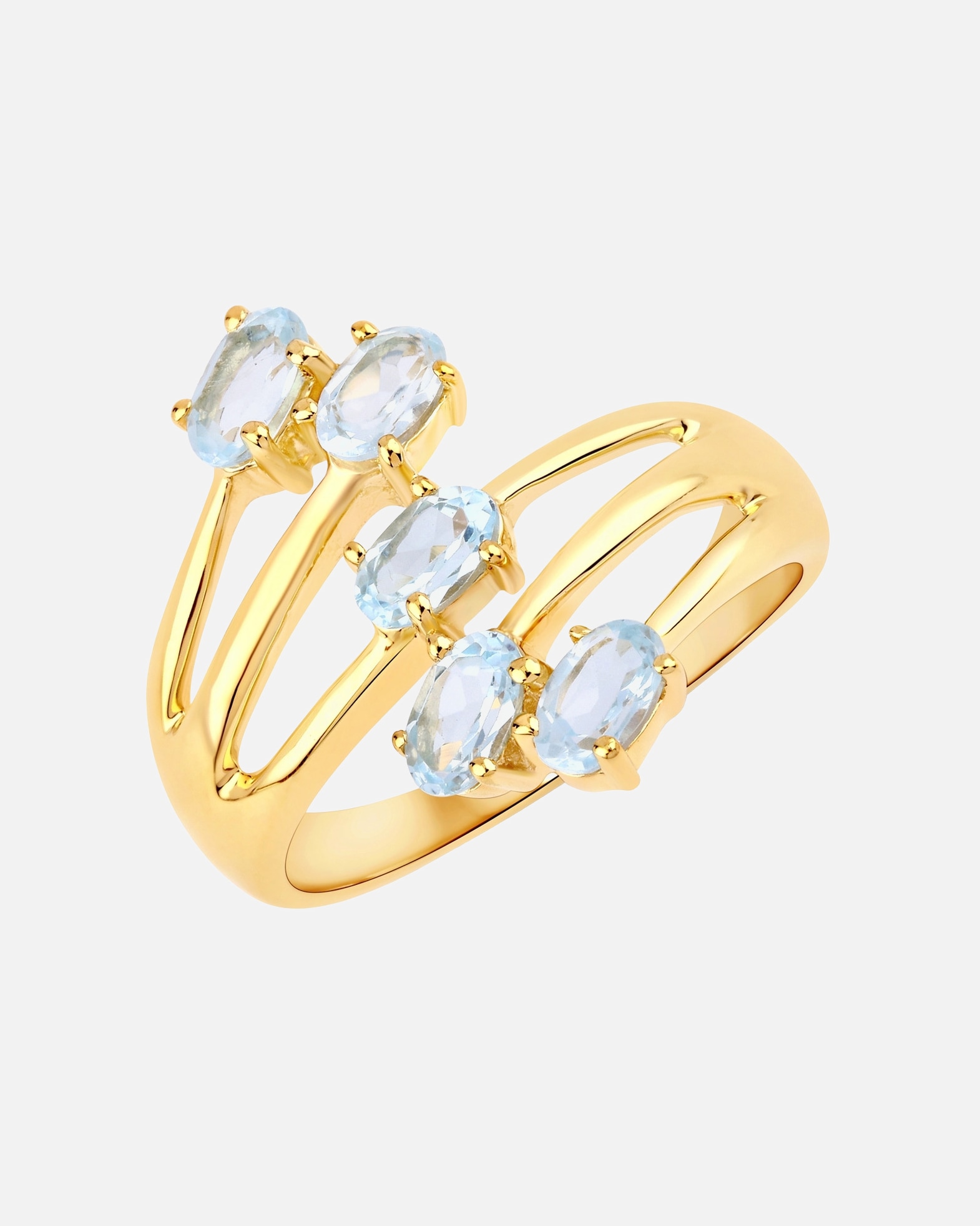 Ring für Weiblich Rafaela Donata Ring Sterling Silber Blautopas in Gelbgold 52