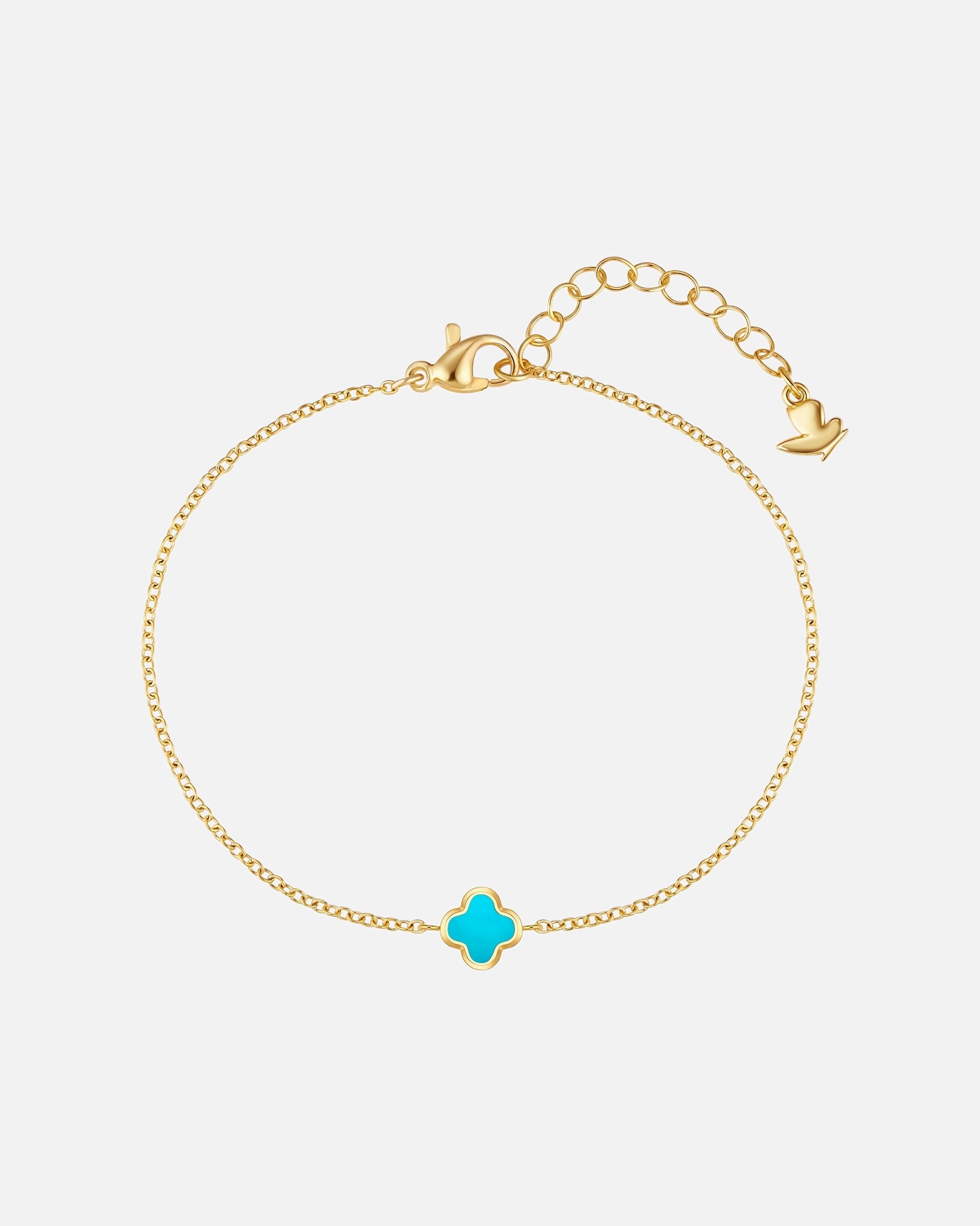 Armband für Weiblich Glanzstücke München Armband Kleeblatt aus Edelstahl in gelbgold mit Türkis (synth.) 17,0 cm Basislänge + 3,0 cm Verlängerung