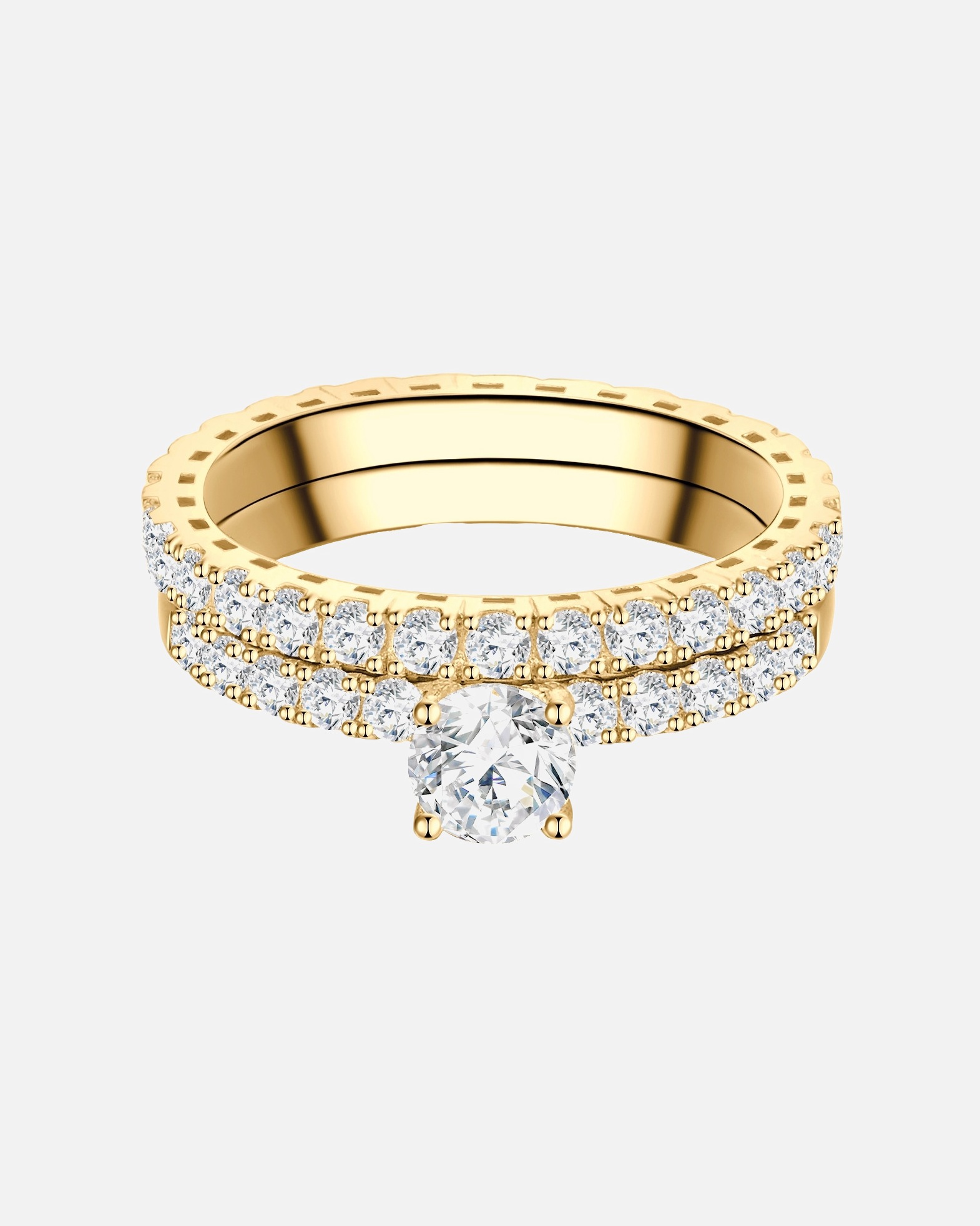 Ring für Weiblich Trilani Ring aus Sterling Silber in Gelbgold mit Zirkonia 60