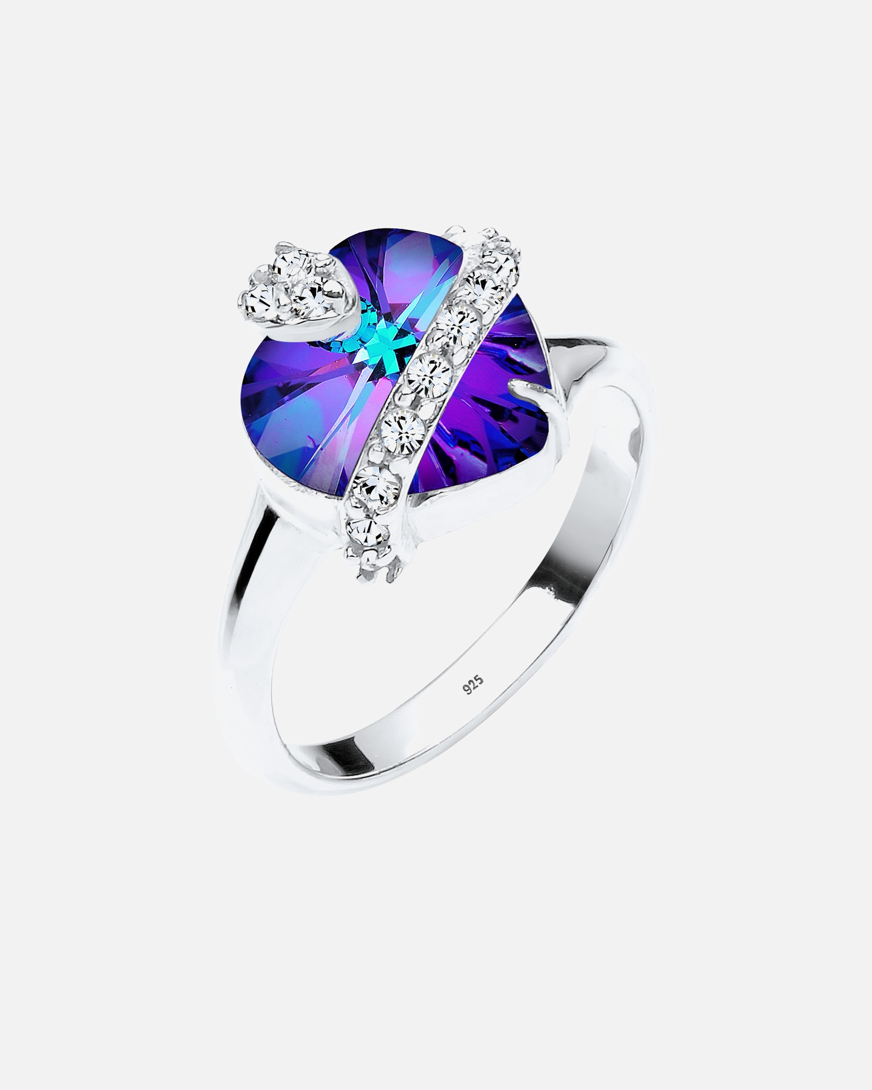 Ring für Weiblich Elli Herz Glamourös 925 Silber, mit Kristallen von Swarovski® 54