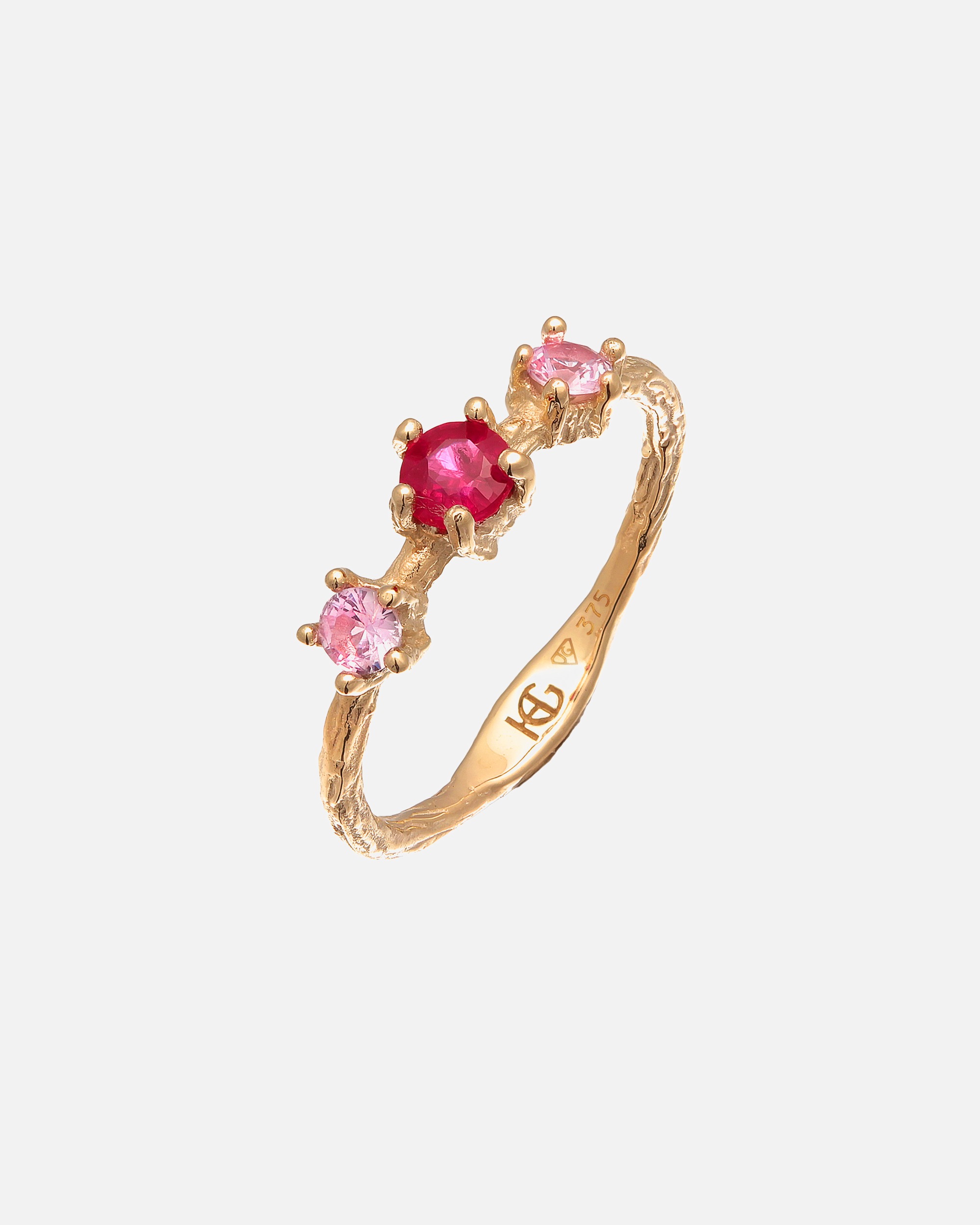 Ring für Weiblich Haze & Glory Default Brand Line Rubin Saphir synthetisch 375 Gelbgold 52