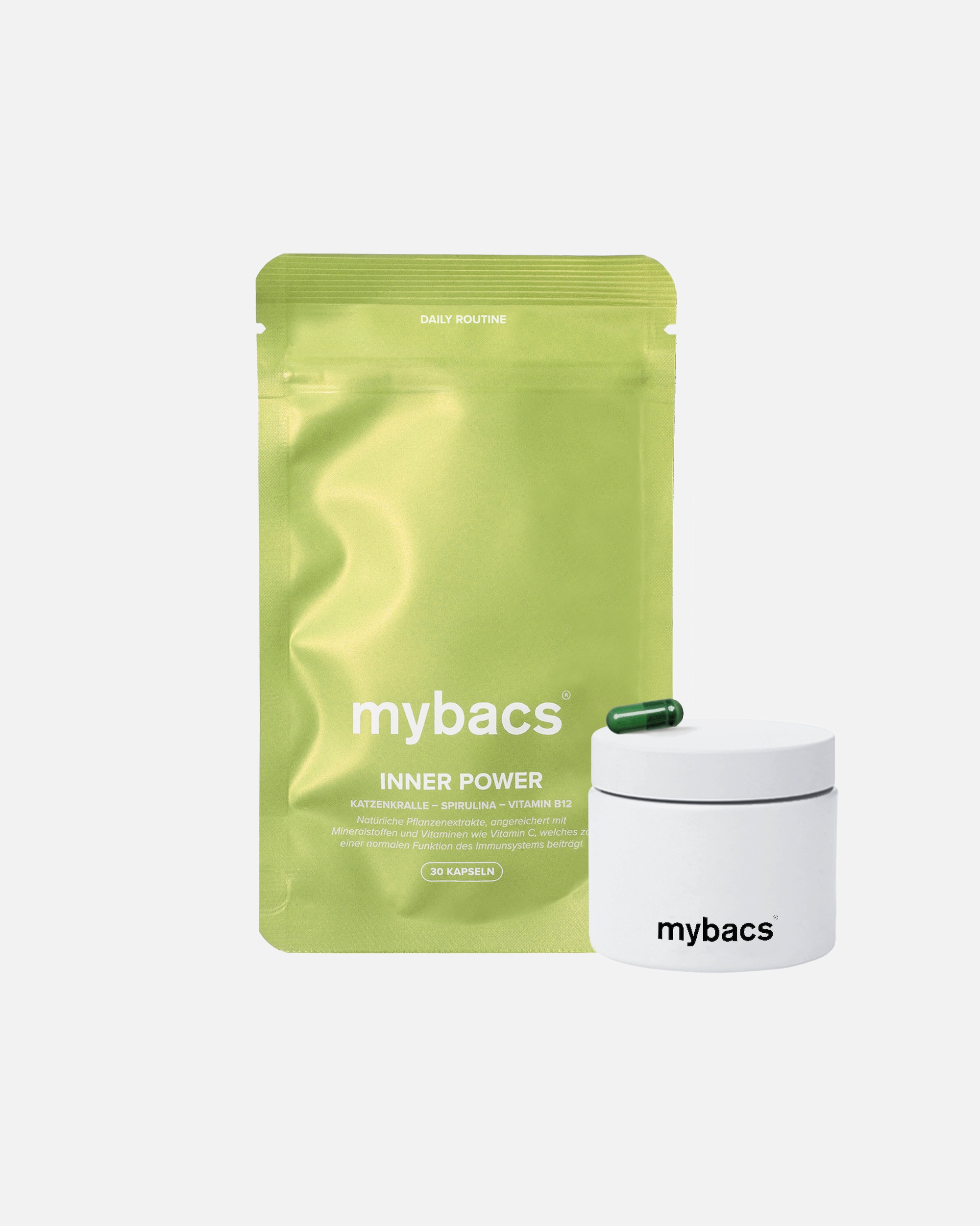 Nahrungsergänzungsmittel für Unisex mybacs Default Brand Line Inner Power – Vitamin C & D, Spirulina 3-Monatspaket (90 Kapseln)