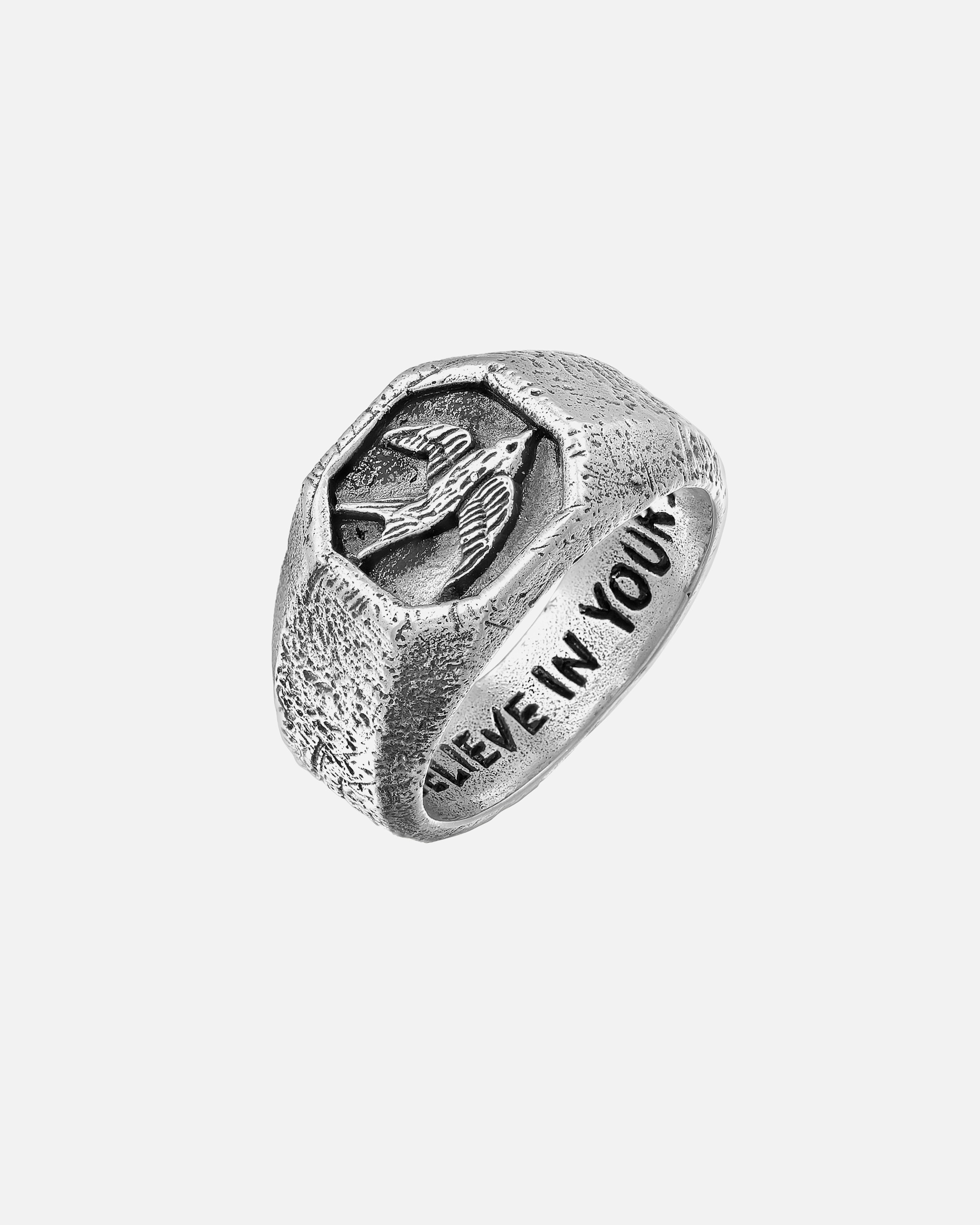 Ring für Männlich Haze & Glory Default Brand Line Schwalbe Siegelring Vintage 925 Silber 62